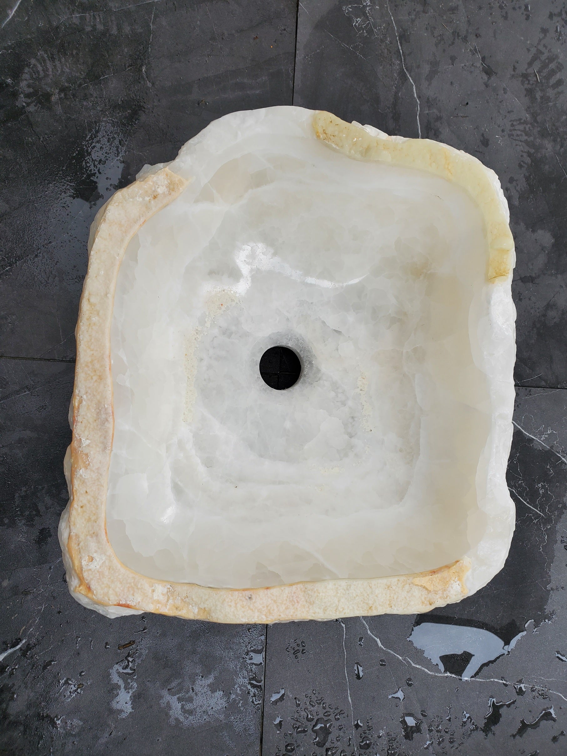 S31_45 Onyx Stone Vessel Bathroom Sink - 15.5 x 13.5 Inch