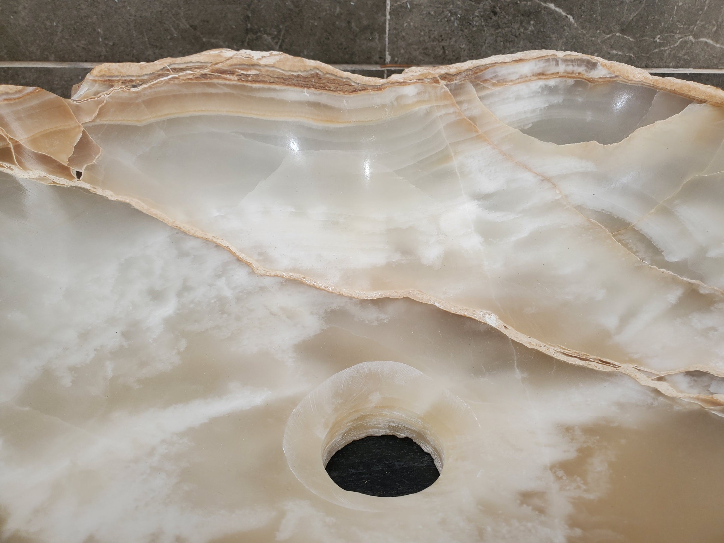S32_20 Onyx Stone Vessel Bathroom Sink - 17.5 x 13 inch