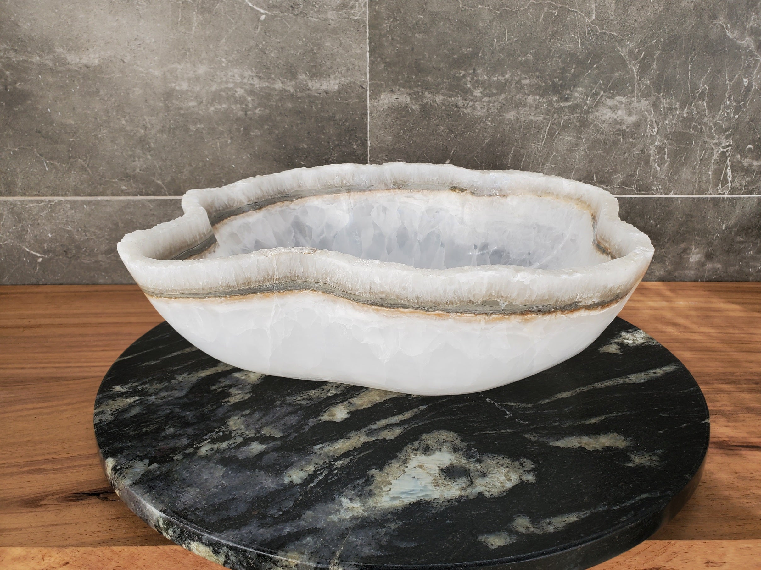 S33_48 White Onyx Bathroom Vessel Sink