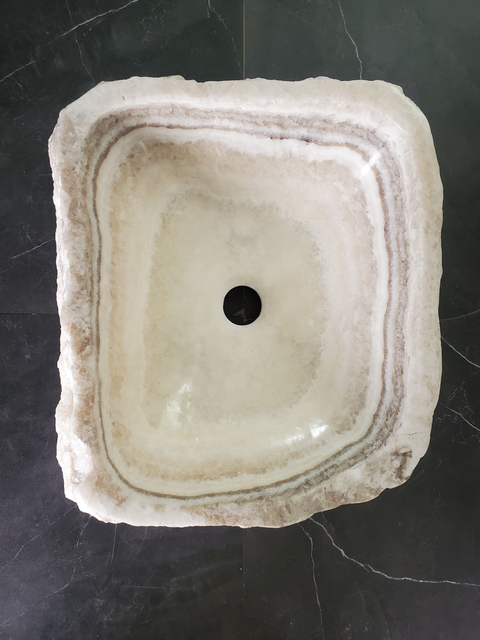 S33_16 Onyx Stone Vessel Bathroom Sink - 15 x 12 inch