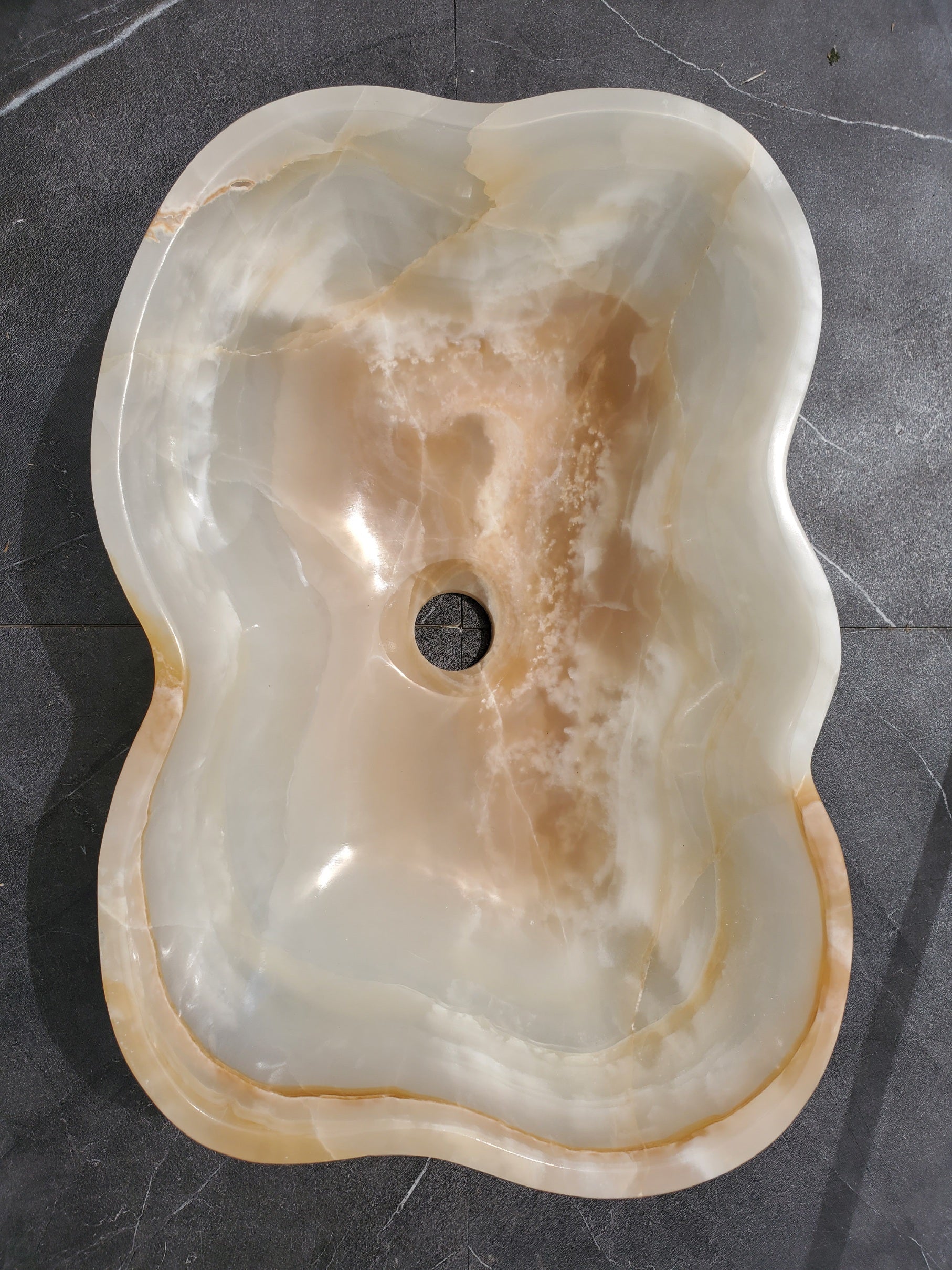 S32_15 Onyx Stone Vessel Bathroom Sink- 19 x 13.5 inch