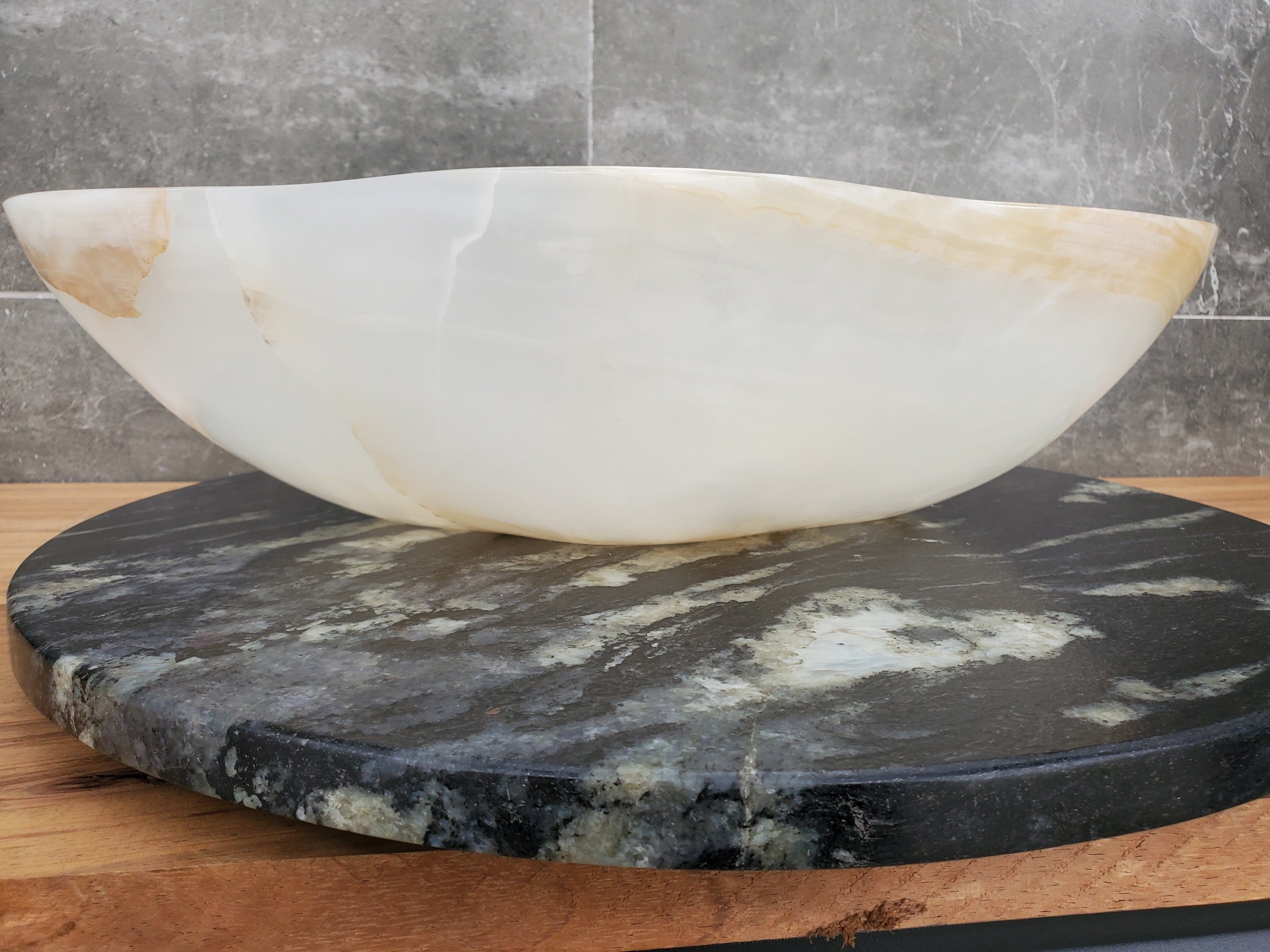 S32_11 Onyx Stone Vessel Bathroom Sink - 18 x 12 inch