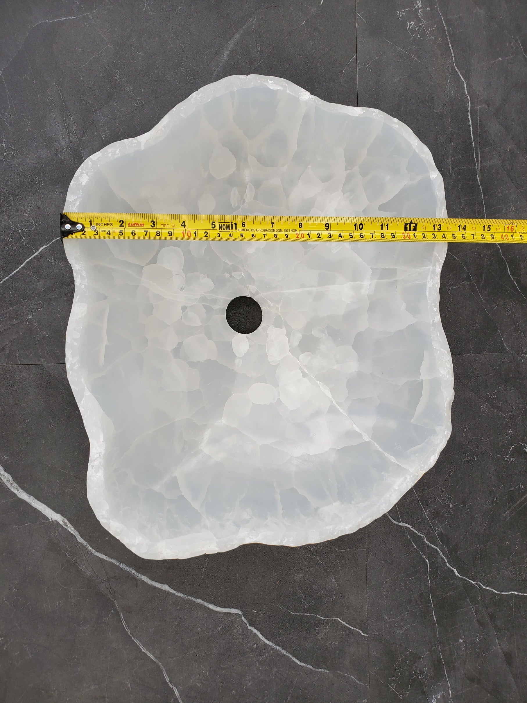 S33_47 White Onyx Bathroom Vessel Sink - 16 x 13.5 inch