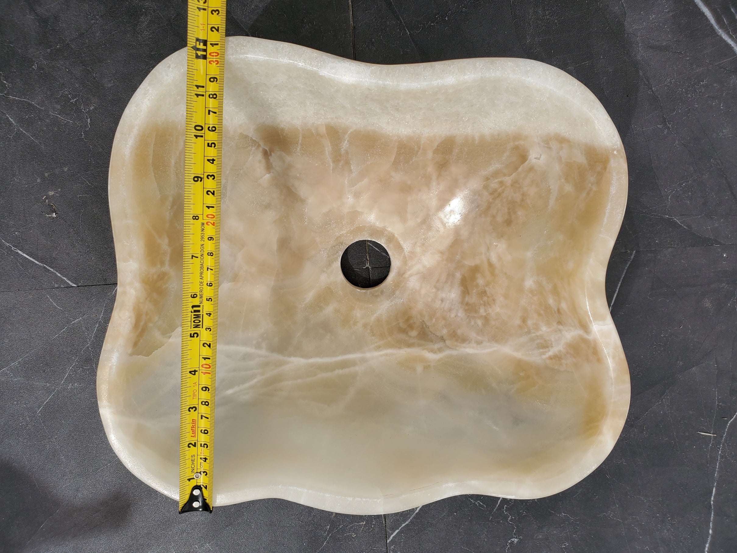 S32_22 Onyx Stone Vessel Bathroom Sink - 14 x 12 inch