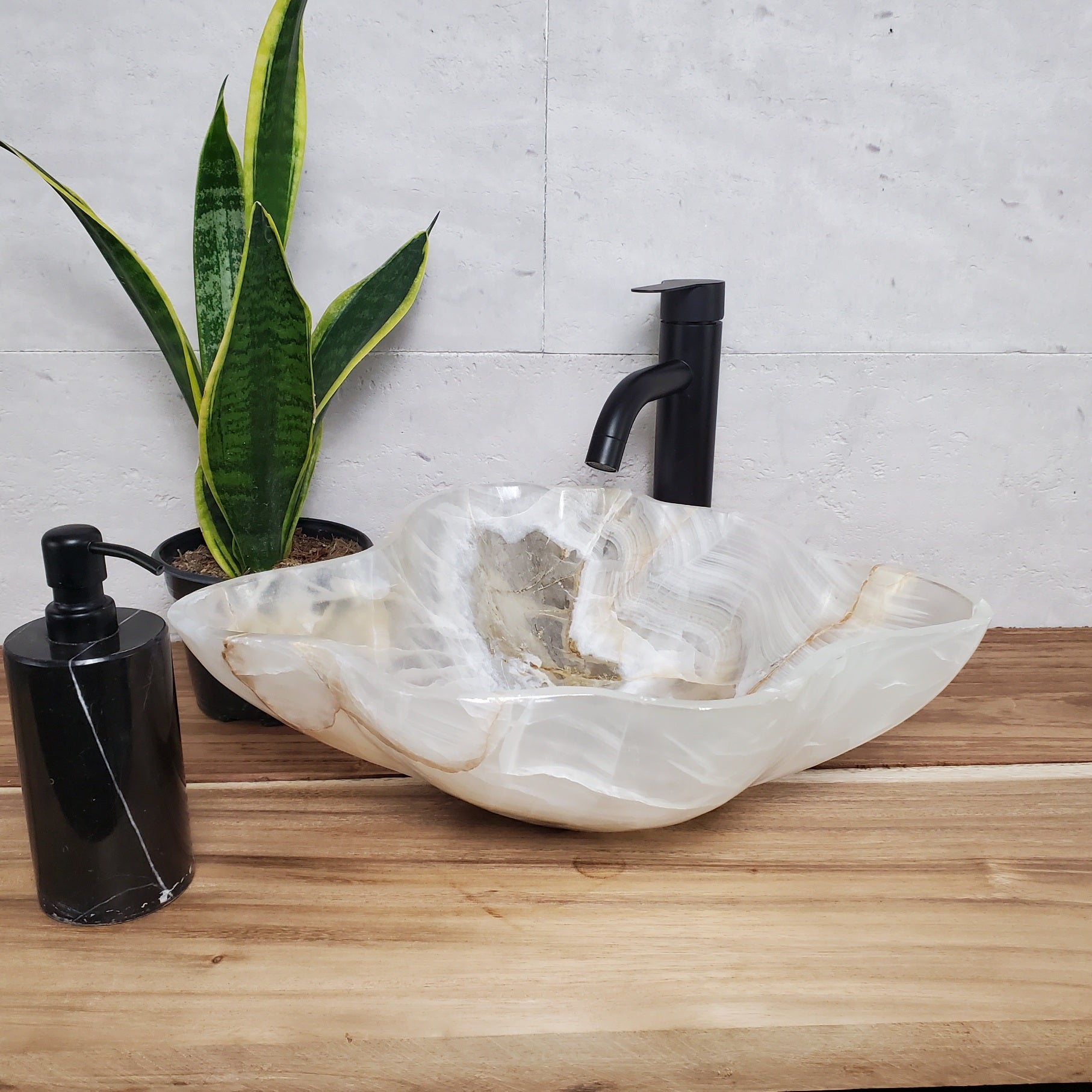 S28_01 Onyx Stone Bathroom Vessel Sink