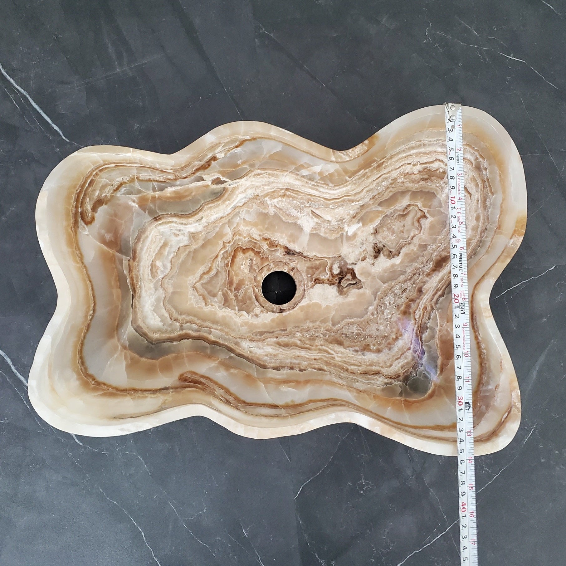 S28_04 Onyx Stone Bathroom Vessel Sink - 19 x 14 inch
