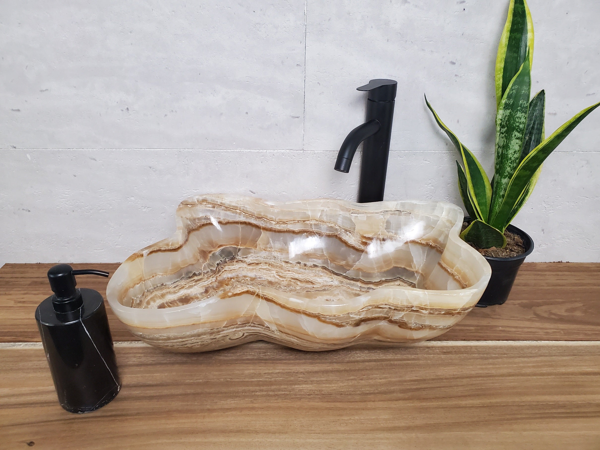 S28_04 Onyx Stone Bathroom Vessel Sink