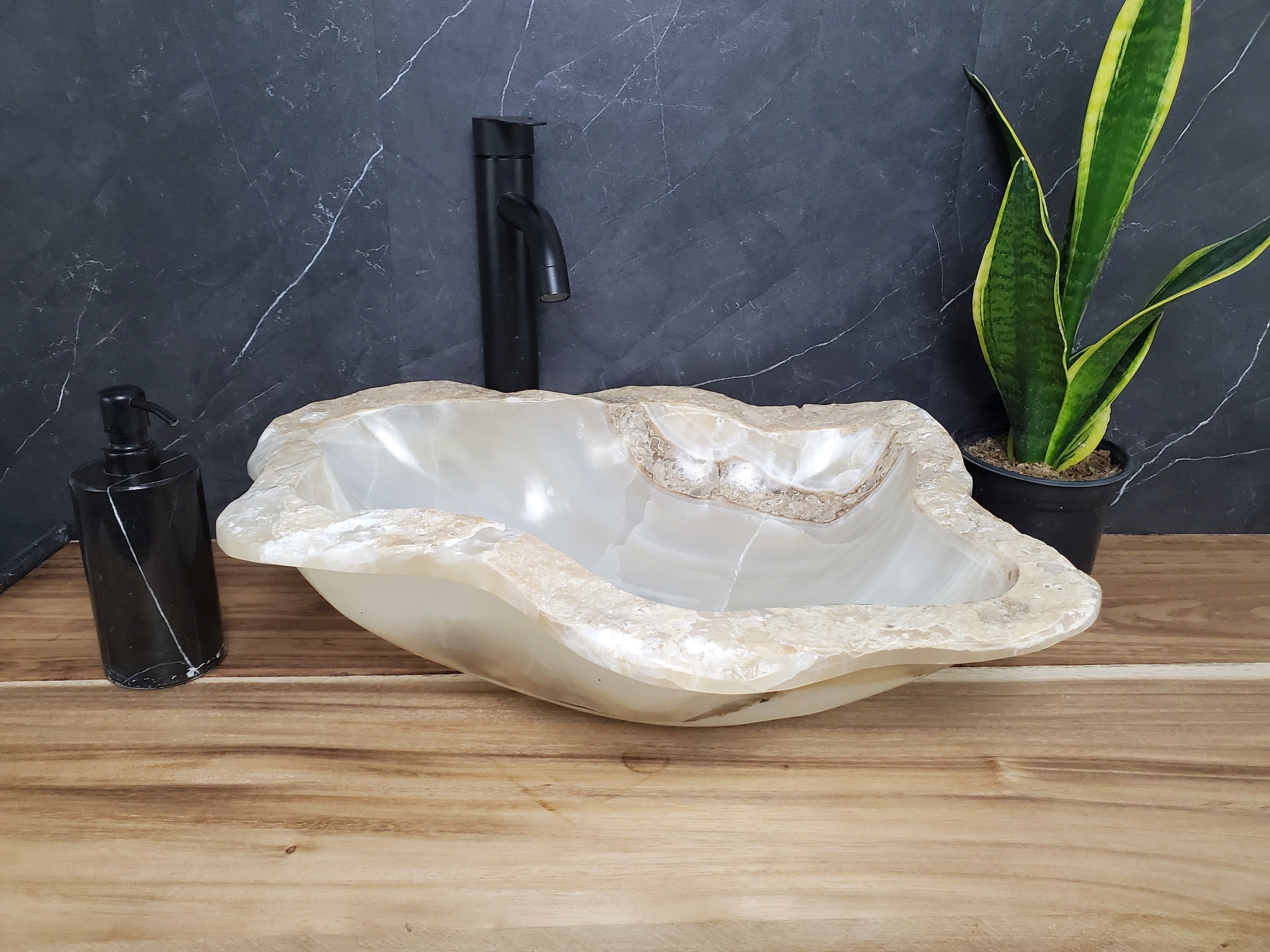 S28_02 Onyx Stone Bathroom Vessel Sink
