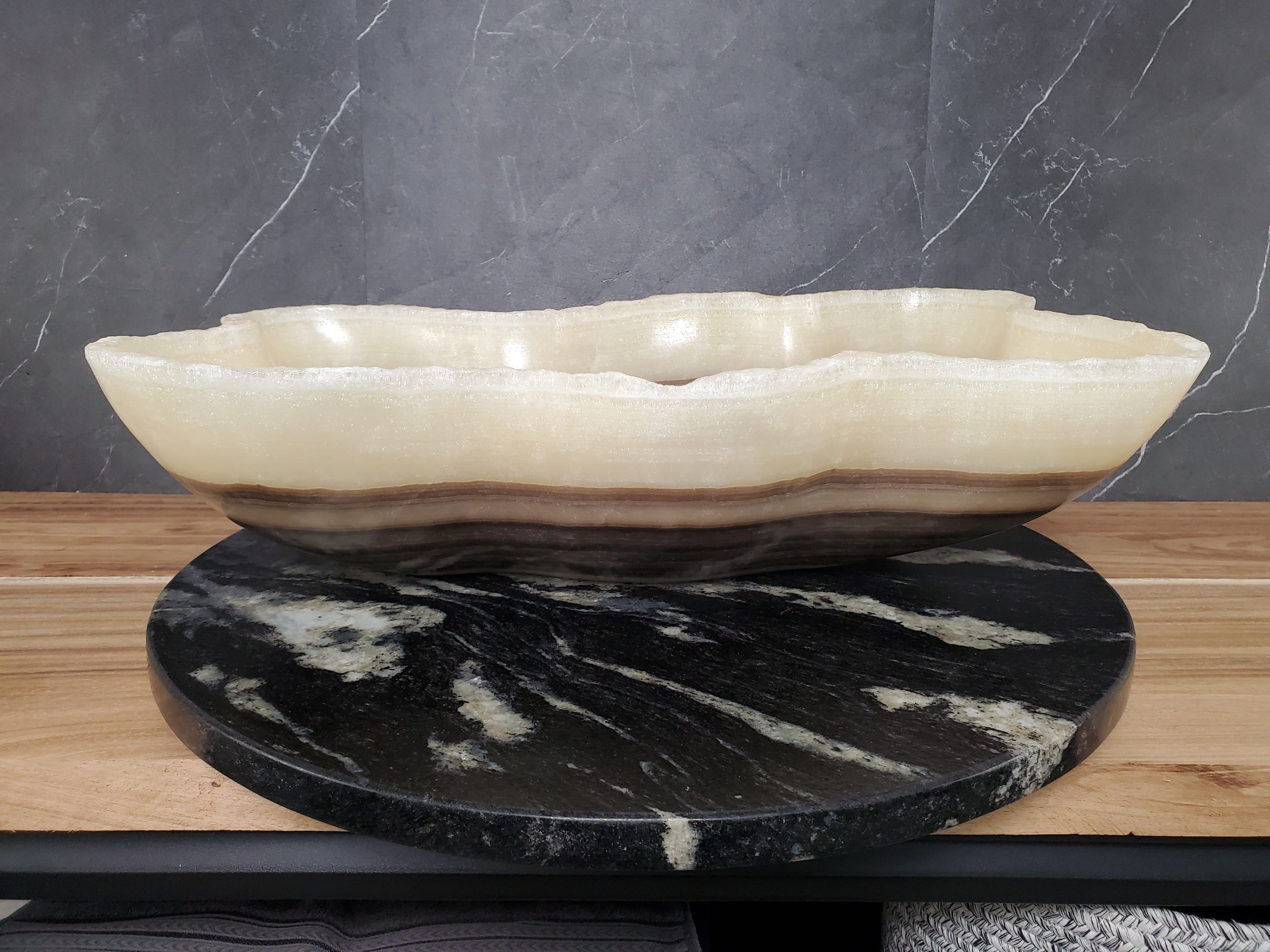 S28_05 Onyx Stone Bathroom Vessel Sink - 20 x 12.5 inch