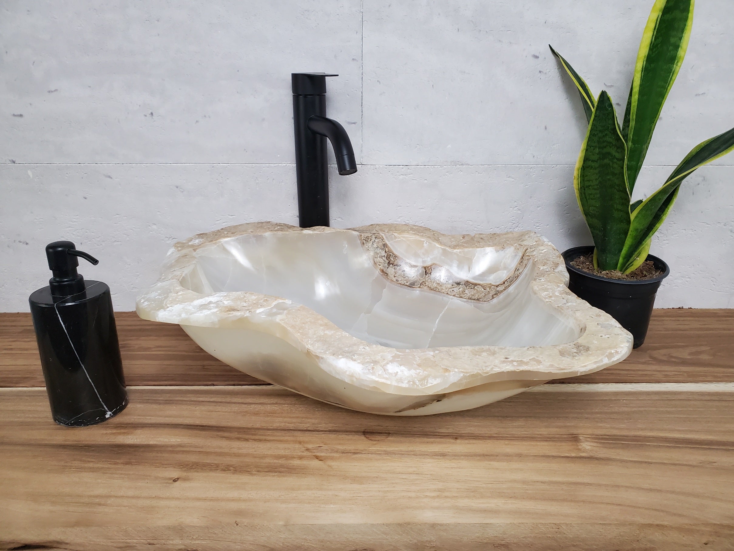 S28_02 Onyx Stone Bathroom Vessel Sink