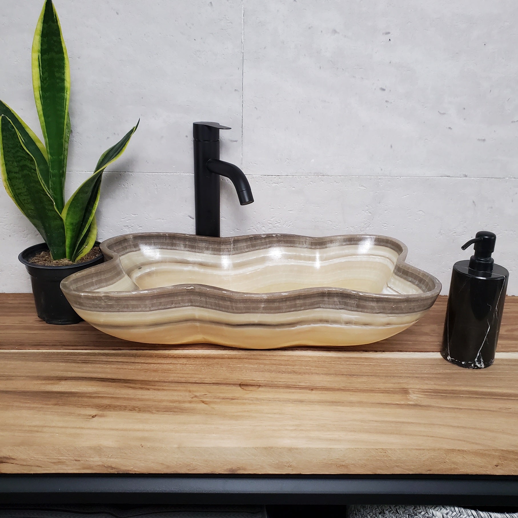 S28_03 Onyx Stone Bathroom Vessel Sink