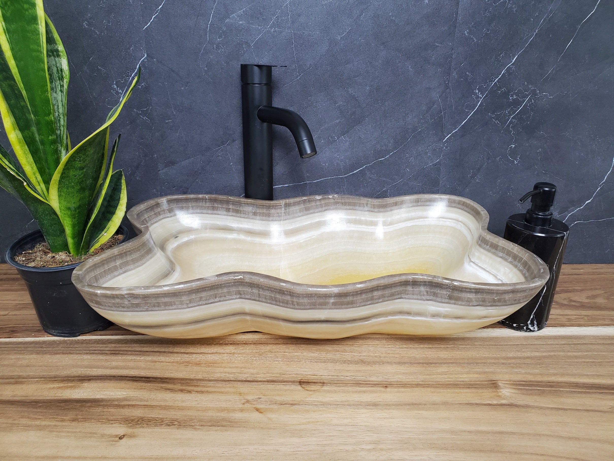 S28_03 Onyx Stone Bathroom Vessel Sink