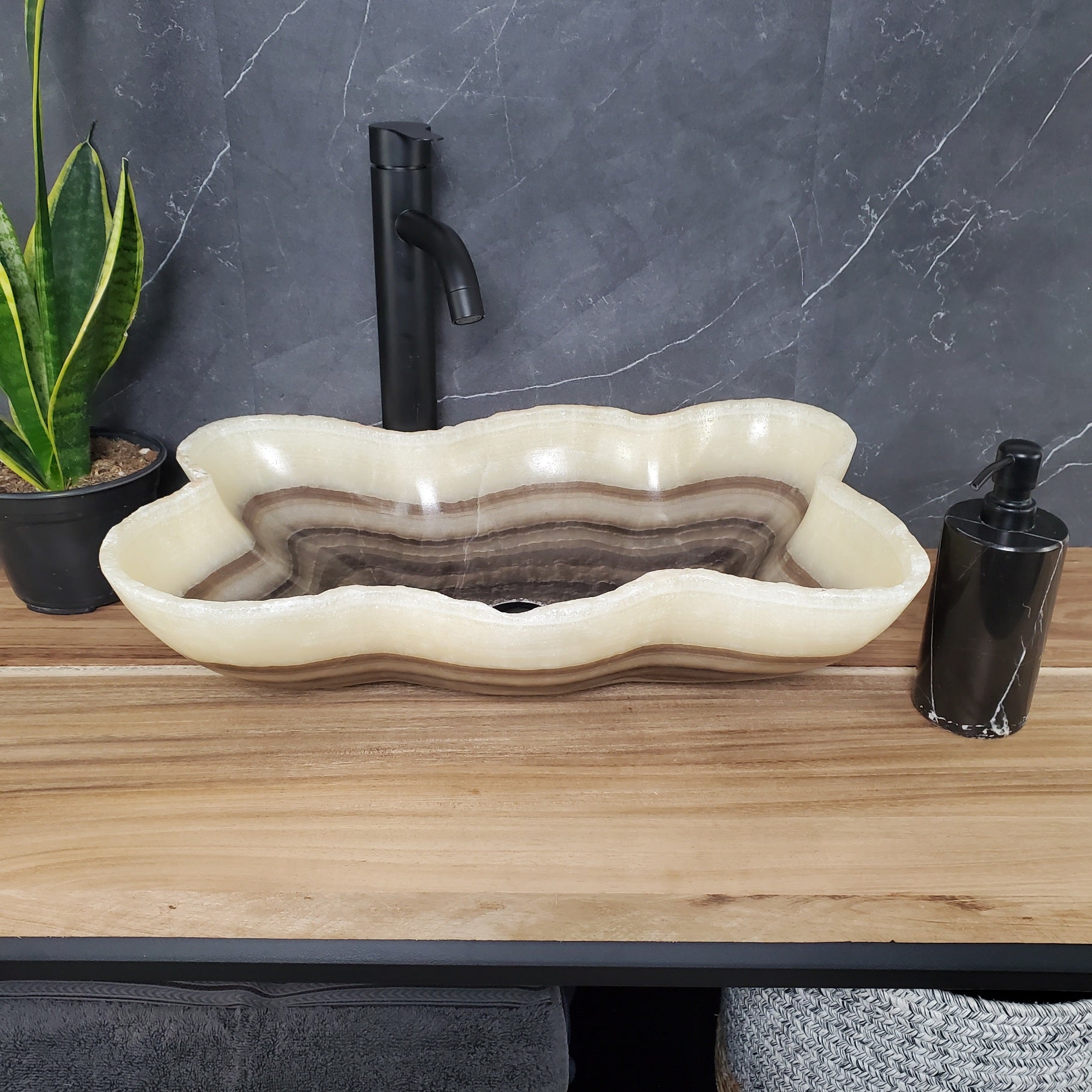 S28_05 Onyx Stone Bathroom Vessel Sink