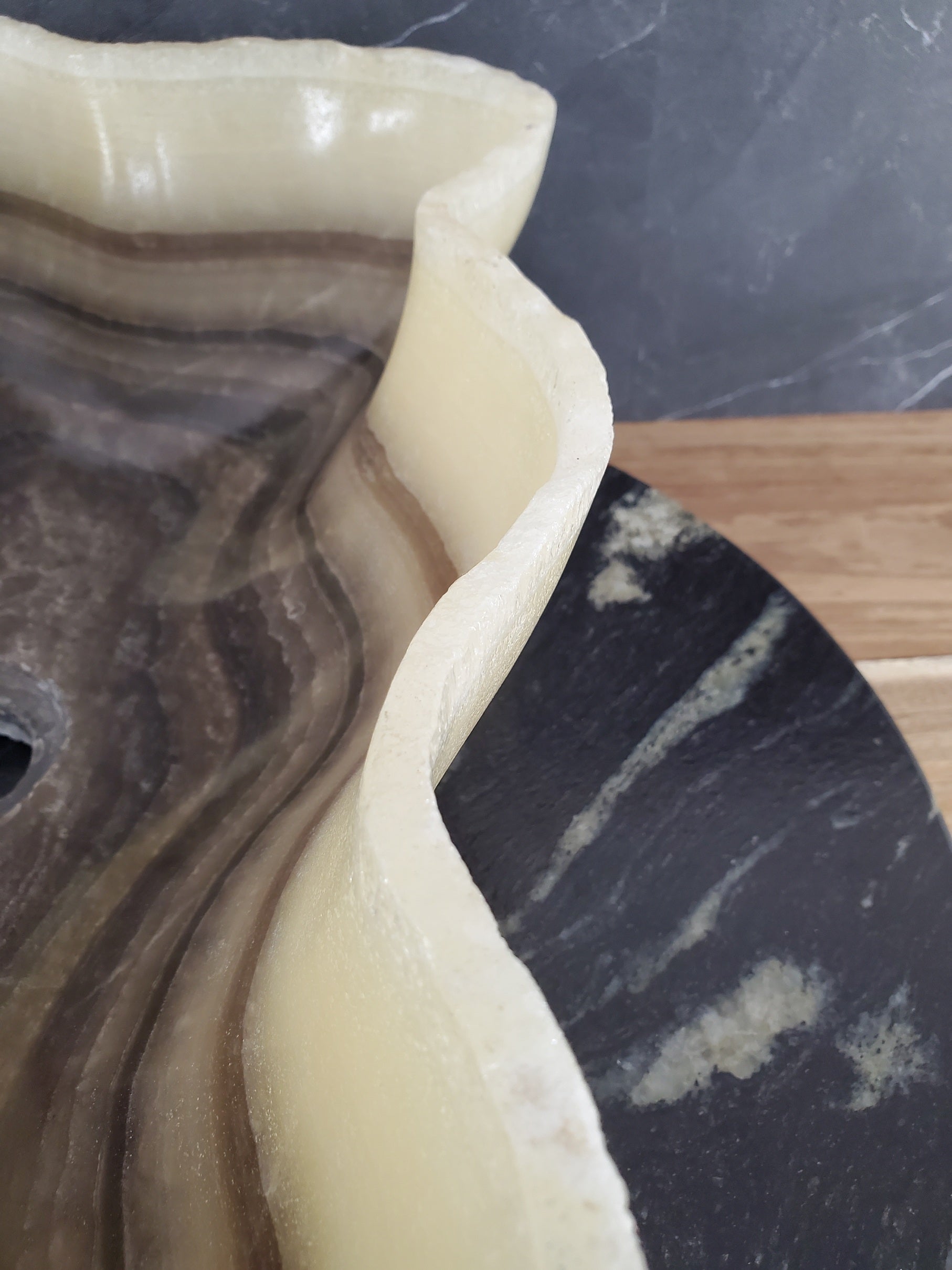 S28_05 Onyx Stone Bathroom Vessel Sink - 20 x 12.5 inch