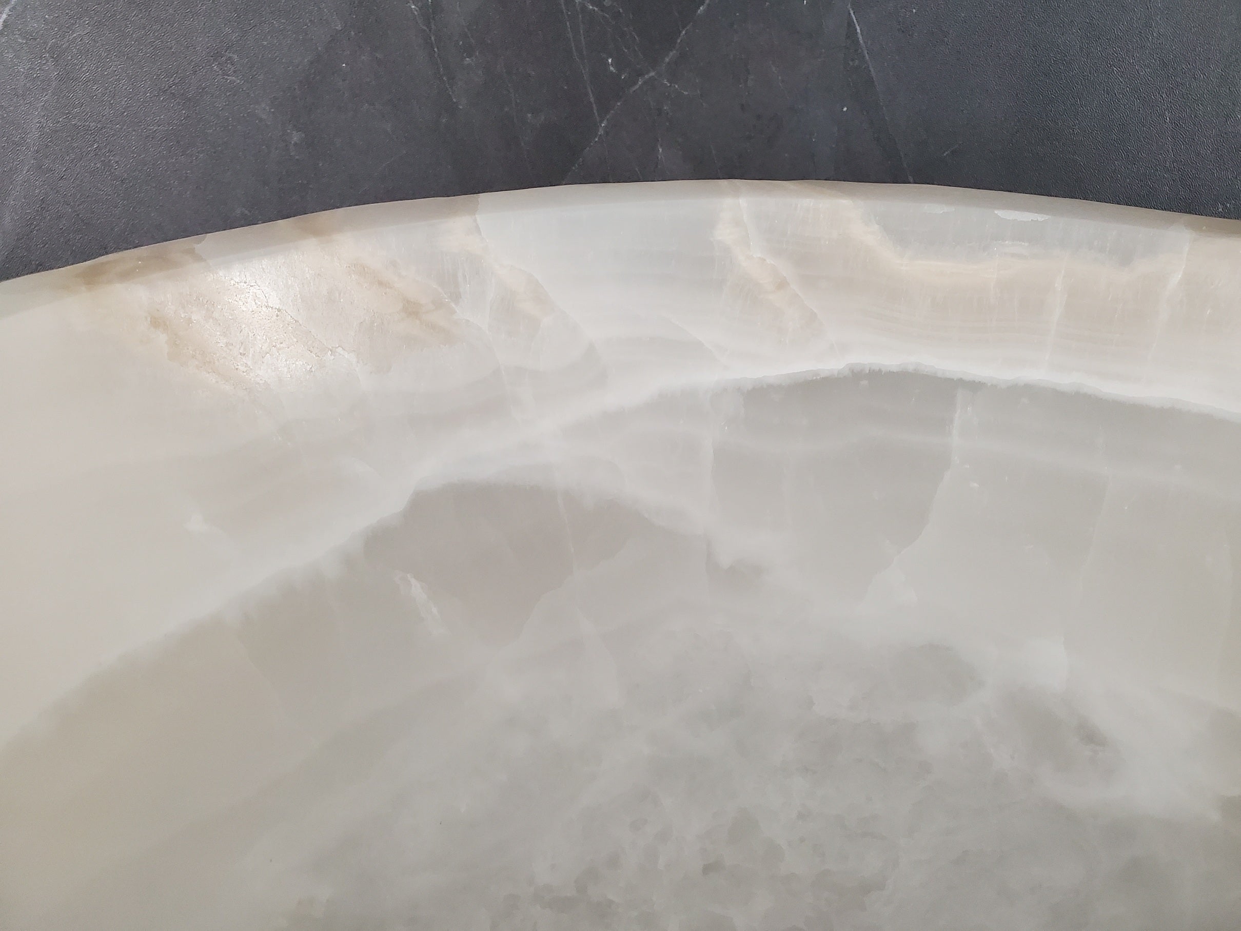 S27_13 Round Onyx Stone Vessel Sink - 15.5 x 15.5 inch