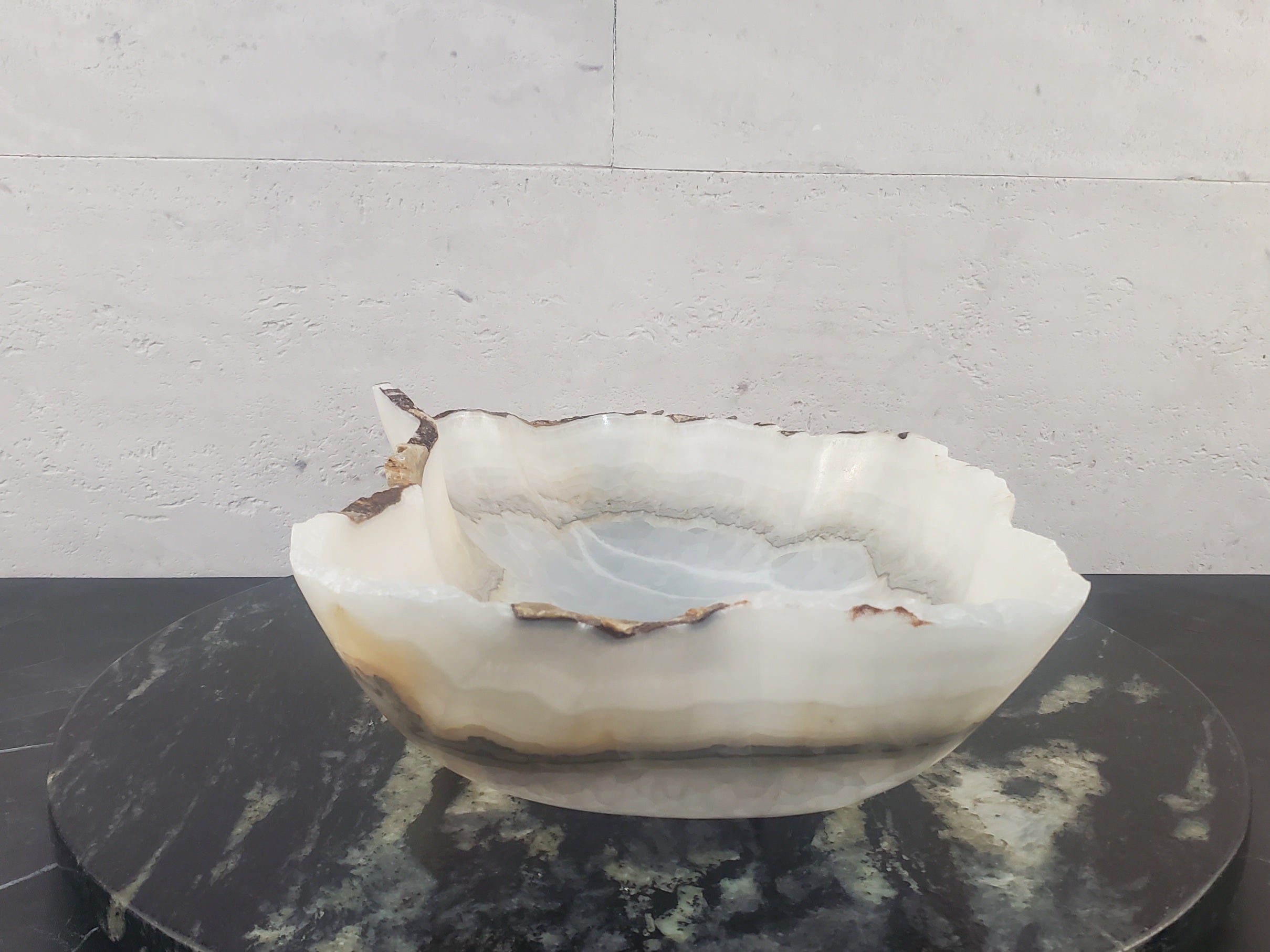 S27_03 White Onyx Stone Bathroom Vessel Sink - 18 x 10.5 inch
