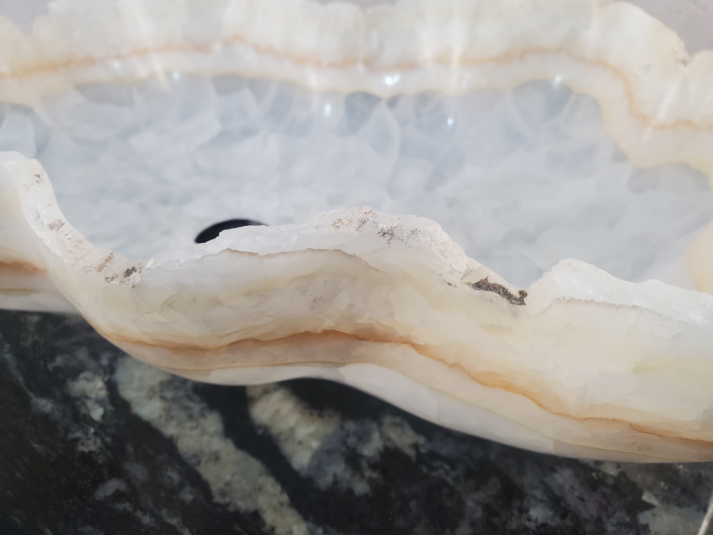 S27_02 White Onyx Stone Bathroom Vessel Sink - 20 x 12.5 inch