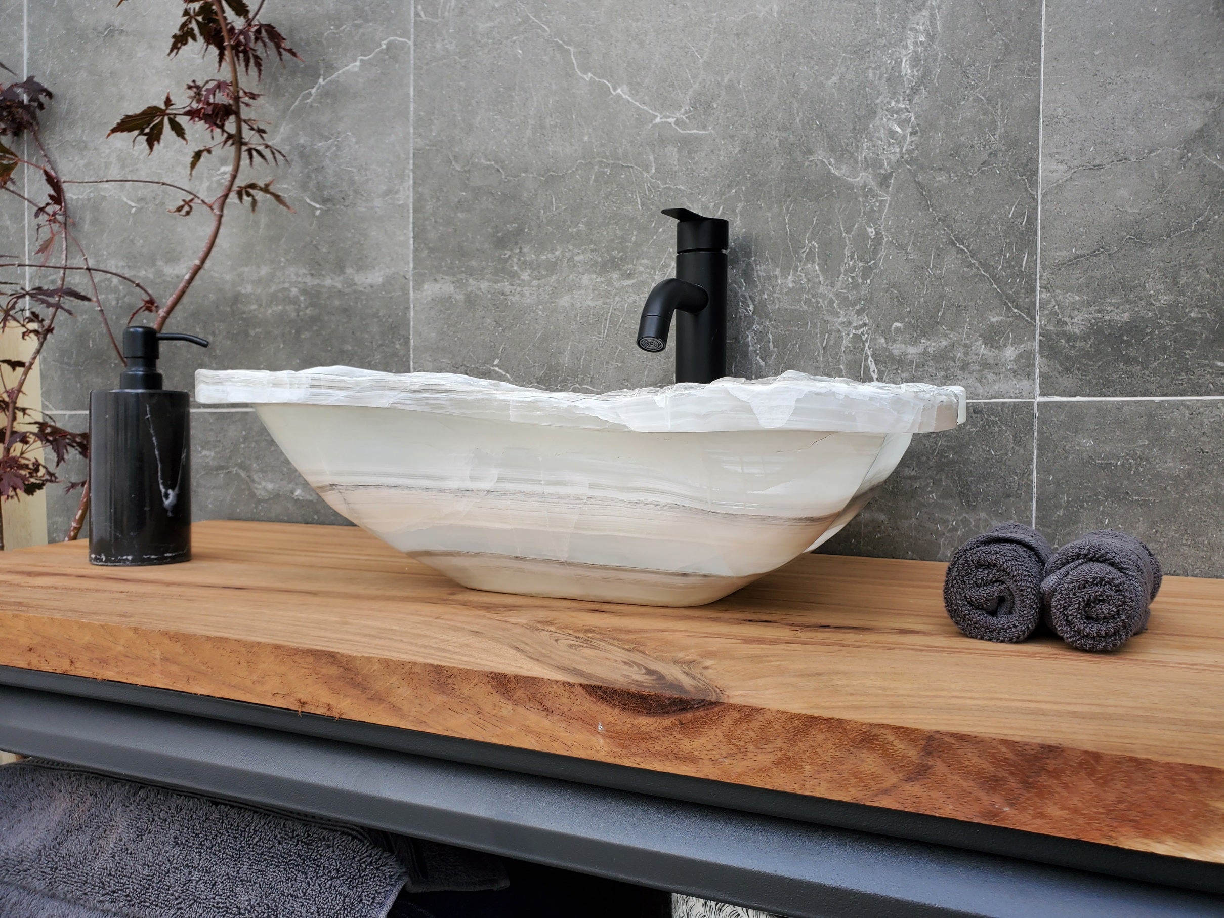 S30_11 Onyx Stone Vessel Bathroom Sink