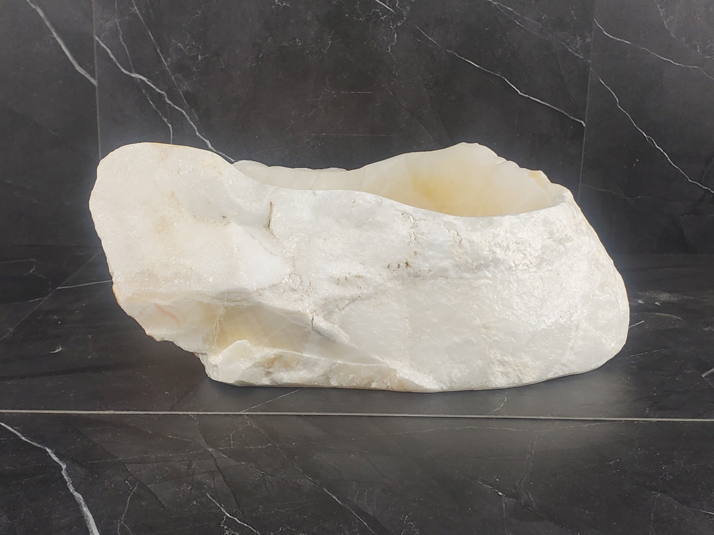 S25_06 White Onyx Stone Vessel Sink