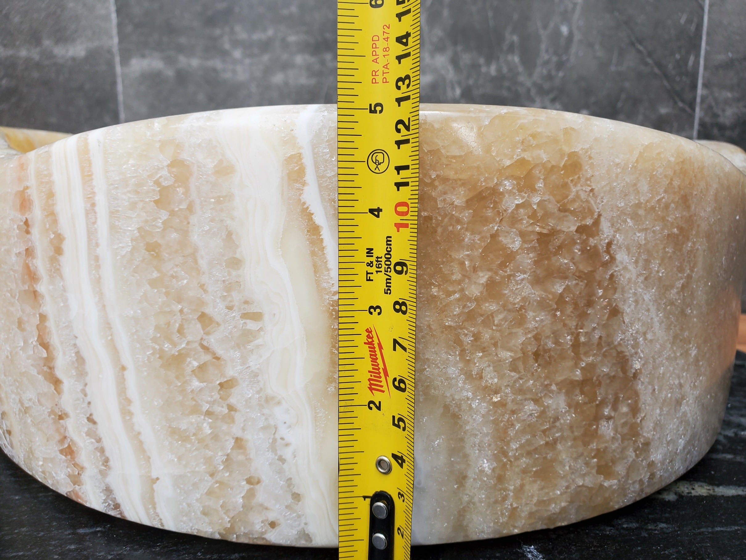 S29_11 Onyx Stone Vessel Bathroom Sink - Round