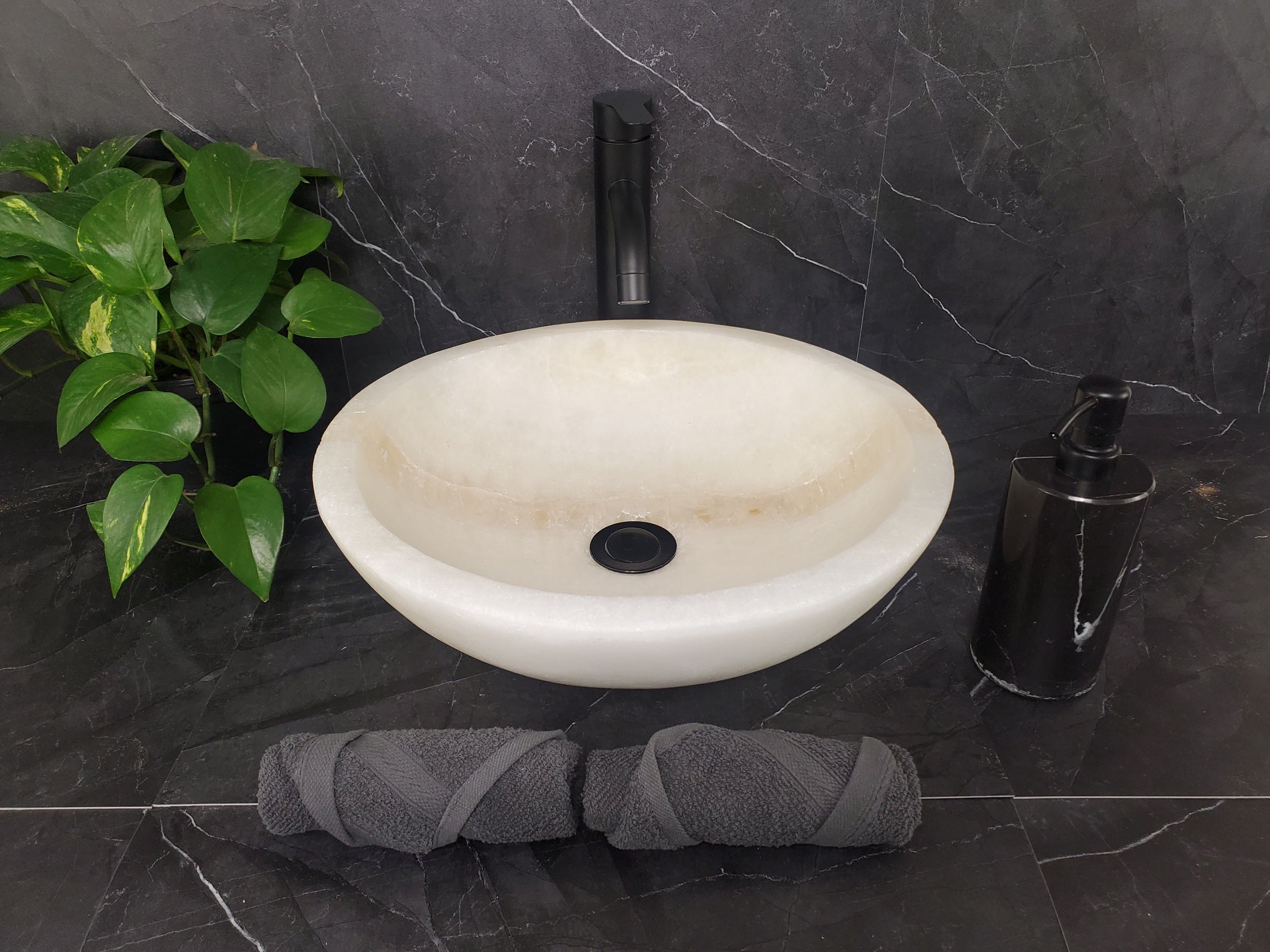 SET1026 Onyx Stone Vessel Bathroom Sink (Set of Two)