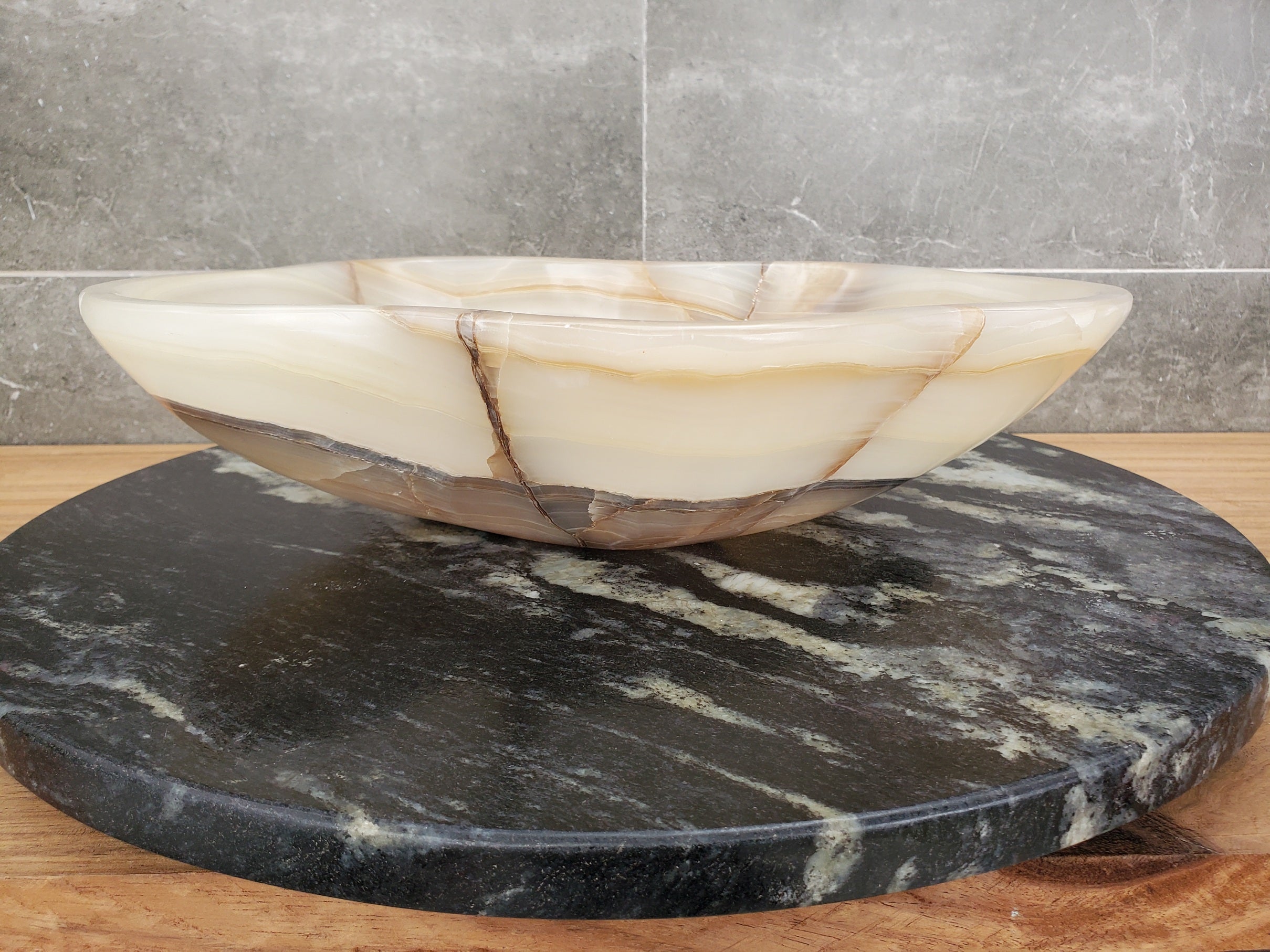 S31_28 Onyx Stone Vessel Bathroom Sink - 15 x 12 inch