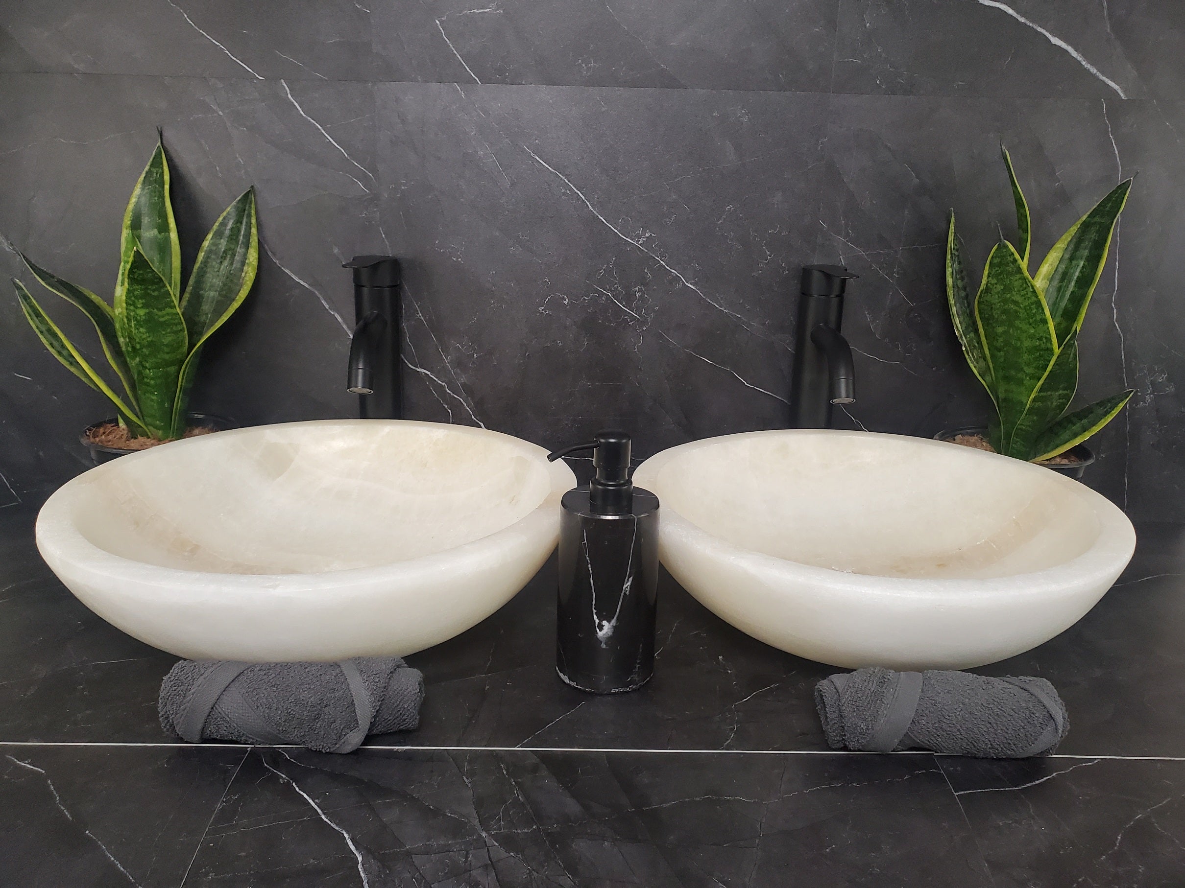 SET1026 Onyx Stone Vessel Bathroom Sink (Set of Two)