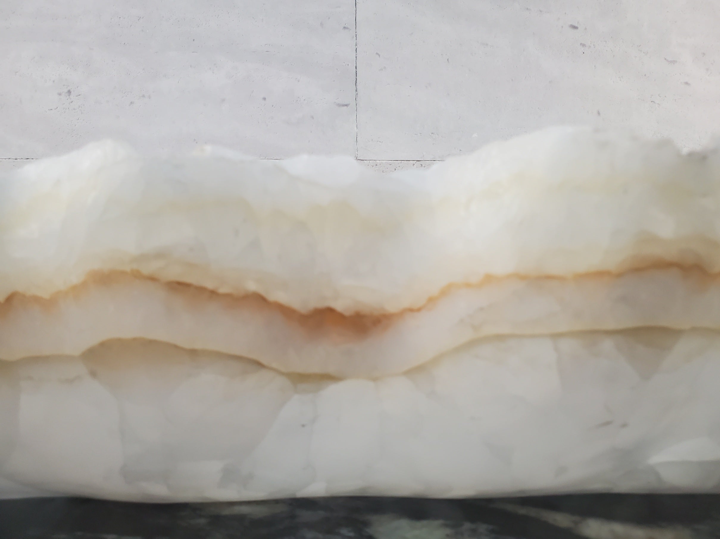 S27_02 White Onyx Stone Bathroom Vessel Sink - 20 x 12.5 inch