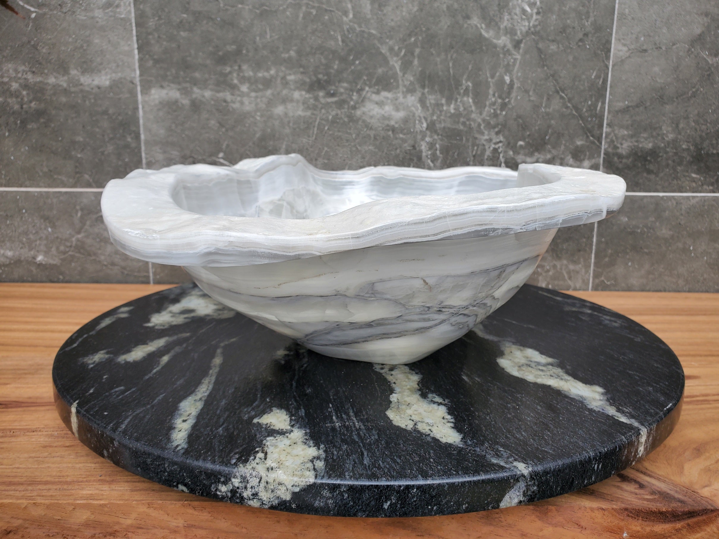 S30_12 Onyx Stone Vessel Bathroom Sink