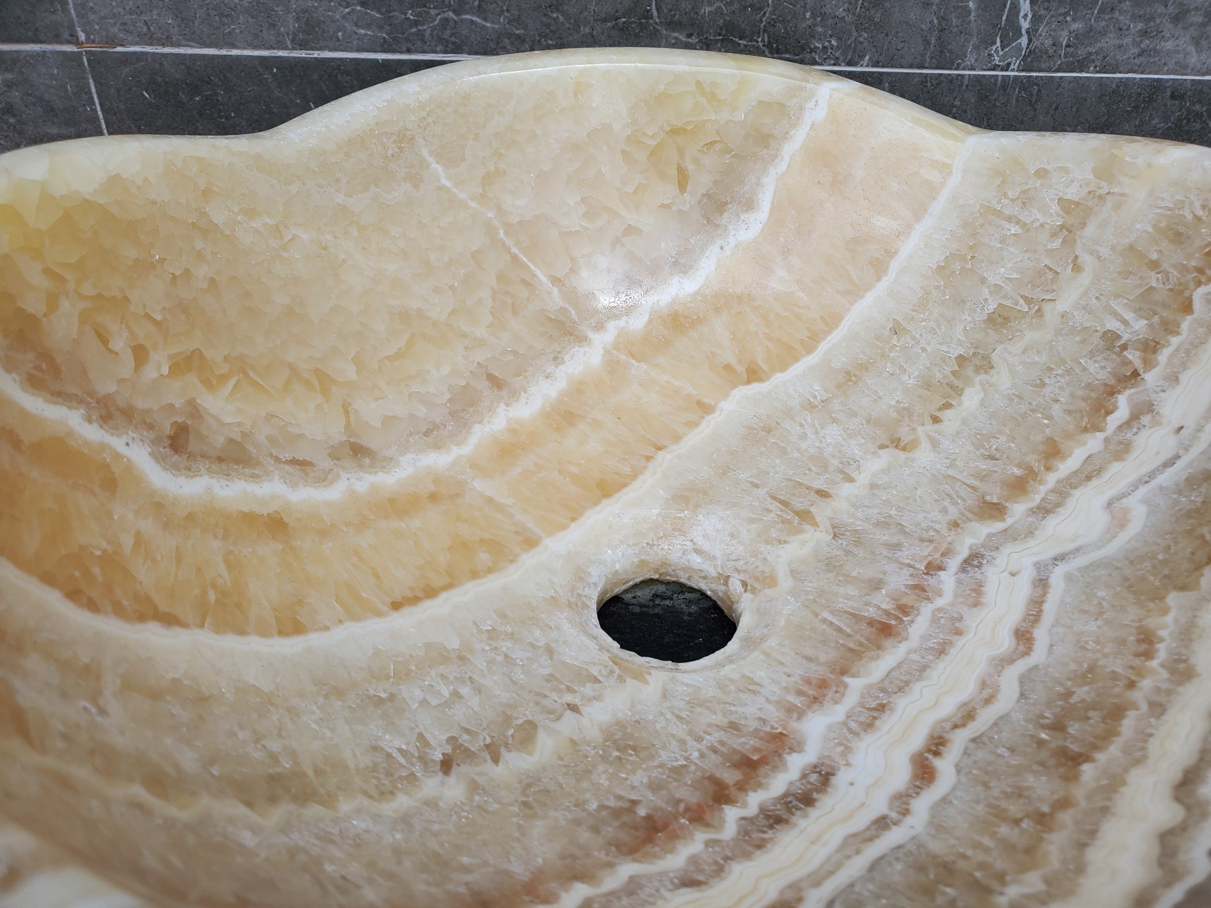 S29_11 Onyx Stone Vessel Bathroom Sink - Round