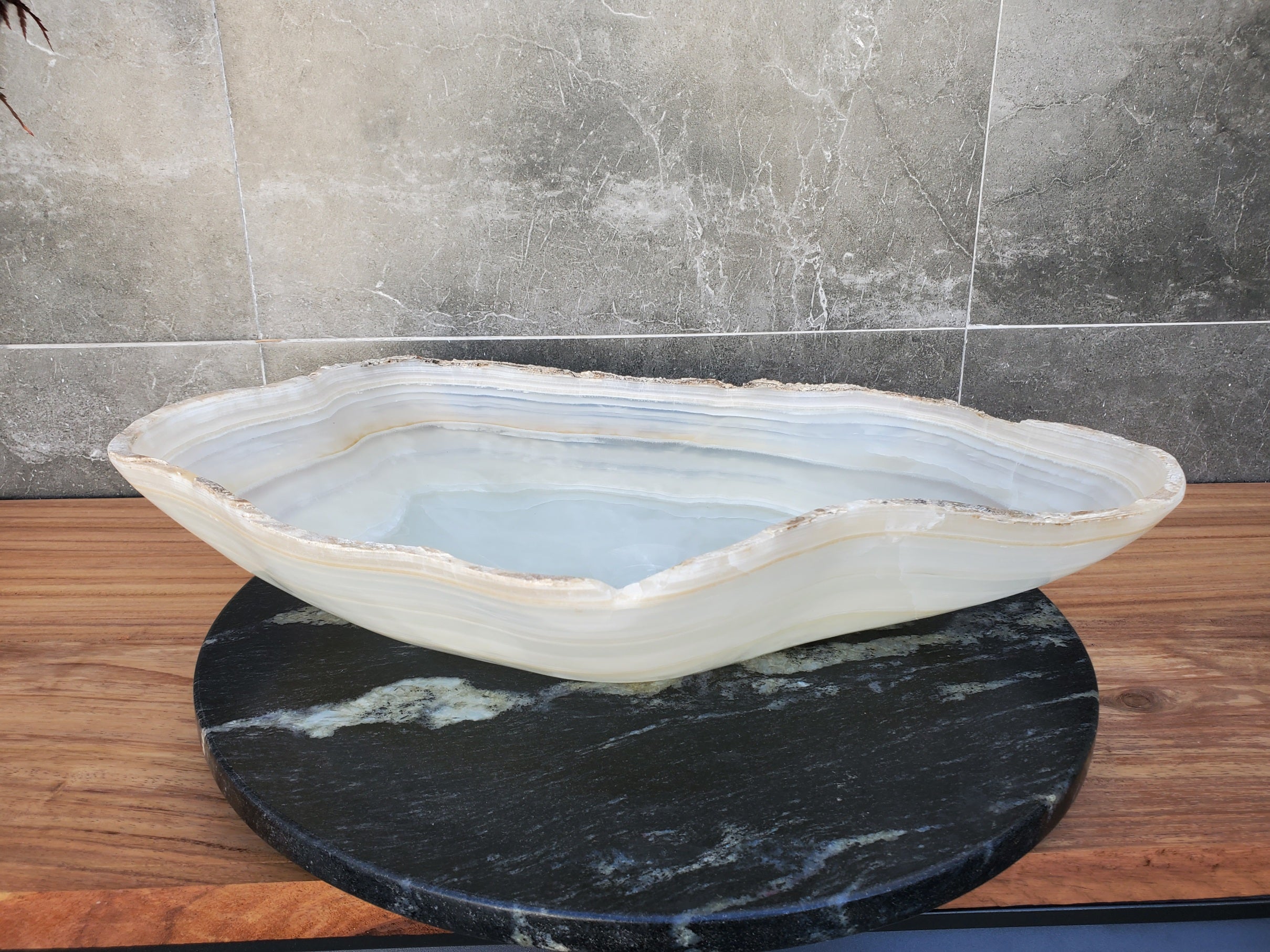 S29_09 Onyx Stone Vessel Bathroom Sink - 22 x 14.5 inch