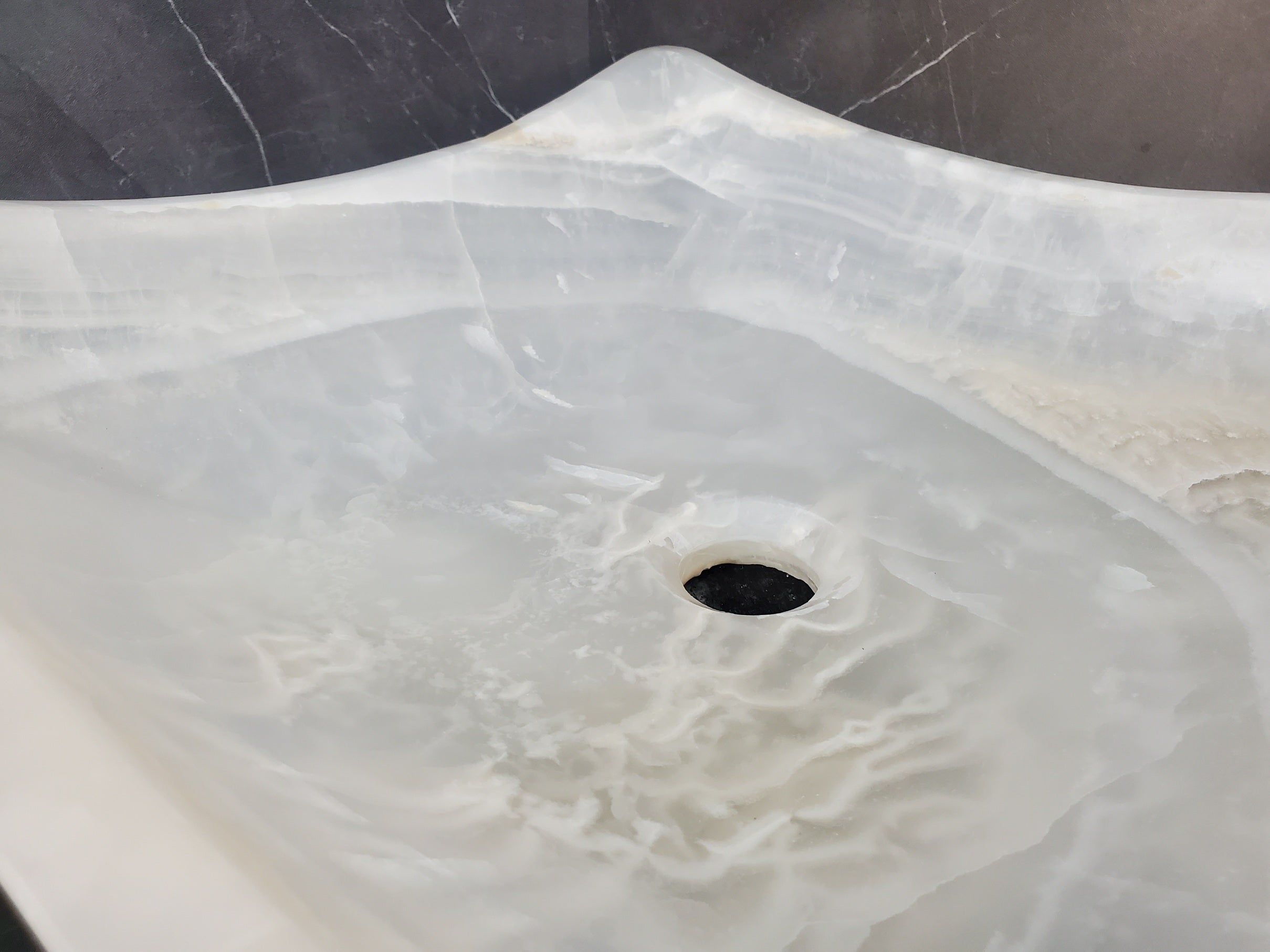 S27_06 Onyx Stone Bathroom Vessel Sink (Square)