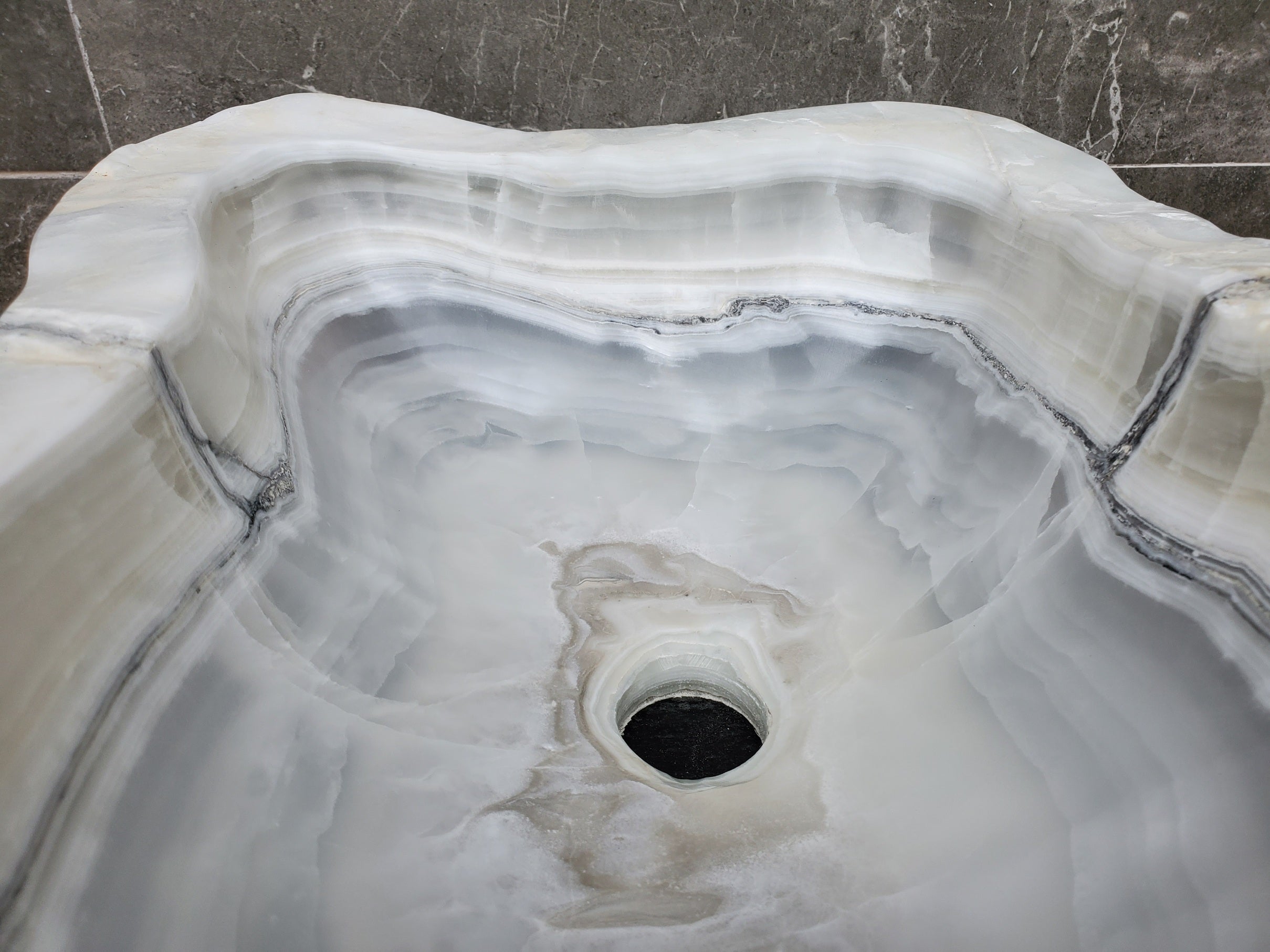 S30_07 Onyx Stone Vessel Bathroom Sink - 18 x 14 inch