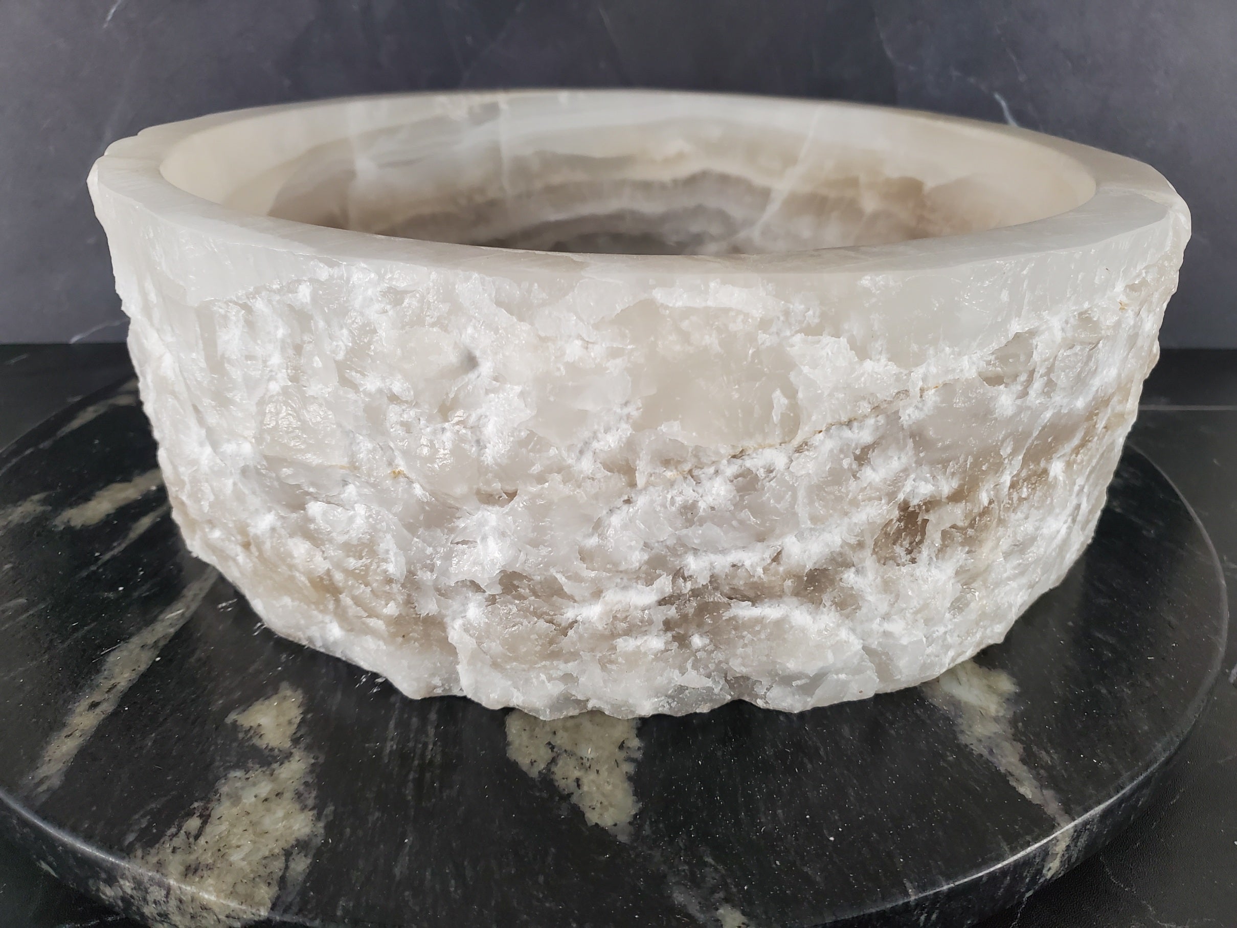 S27_14 Round Onyx Stone Vessel Sink - 15.5 x 15.5 inch