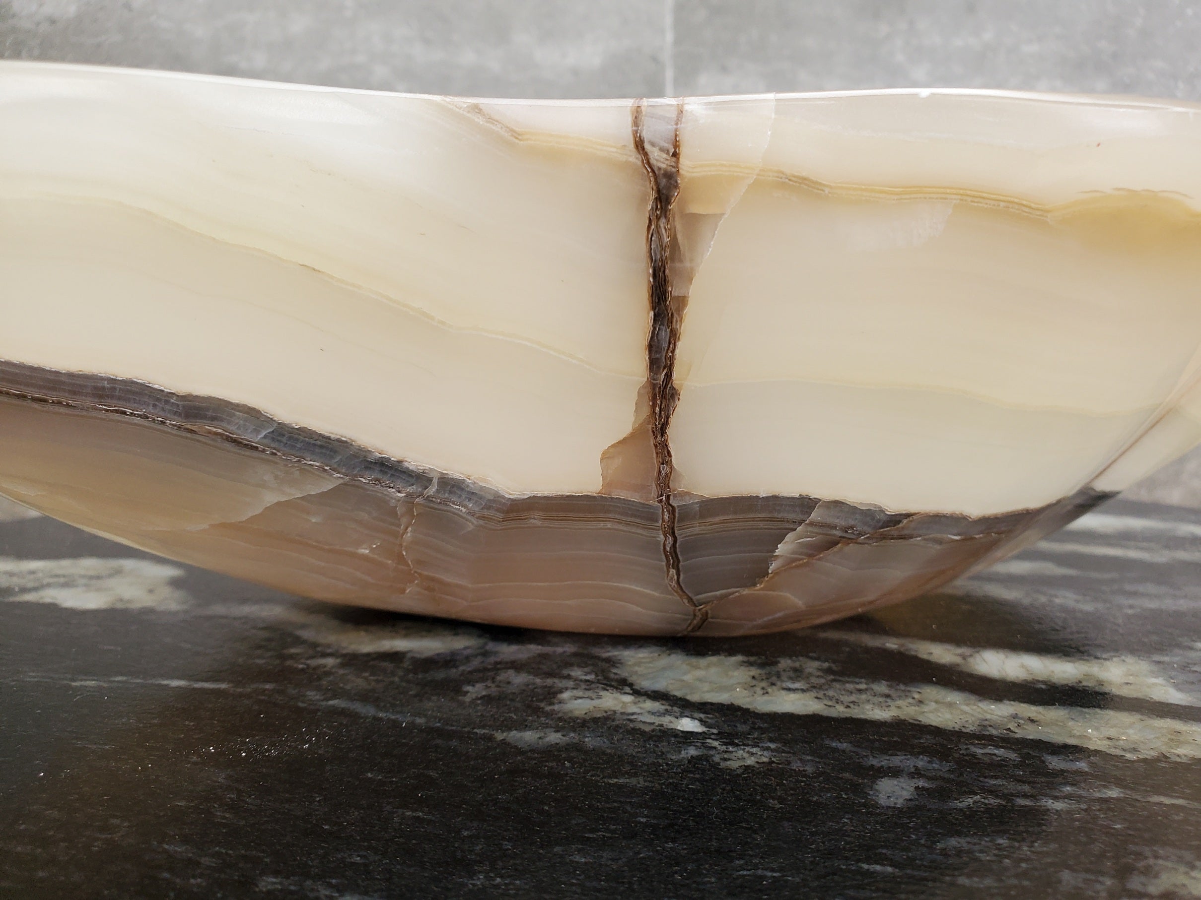 S31_28 Onyx Stone Vessel Bathroom Sink - 15 x 12 inch