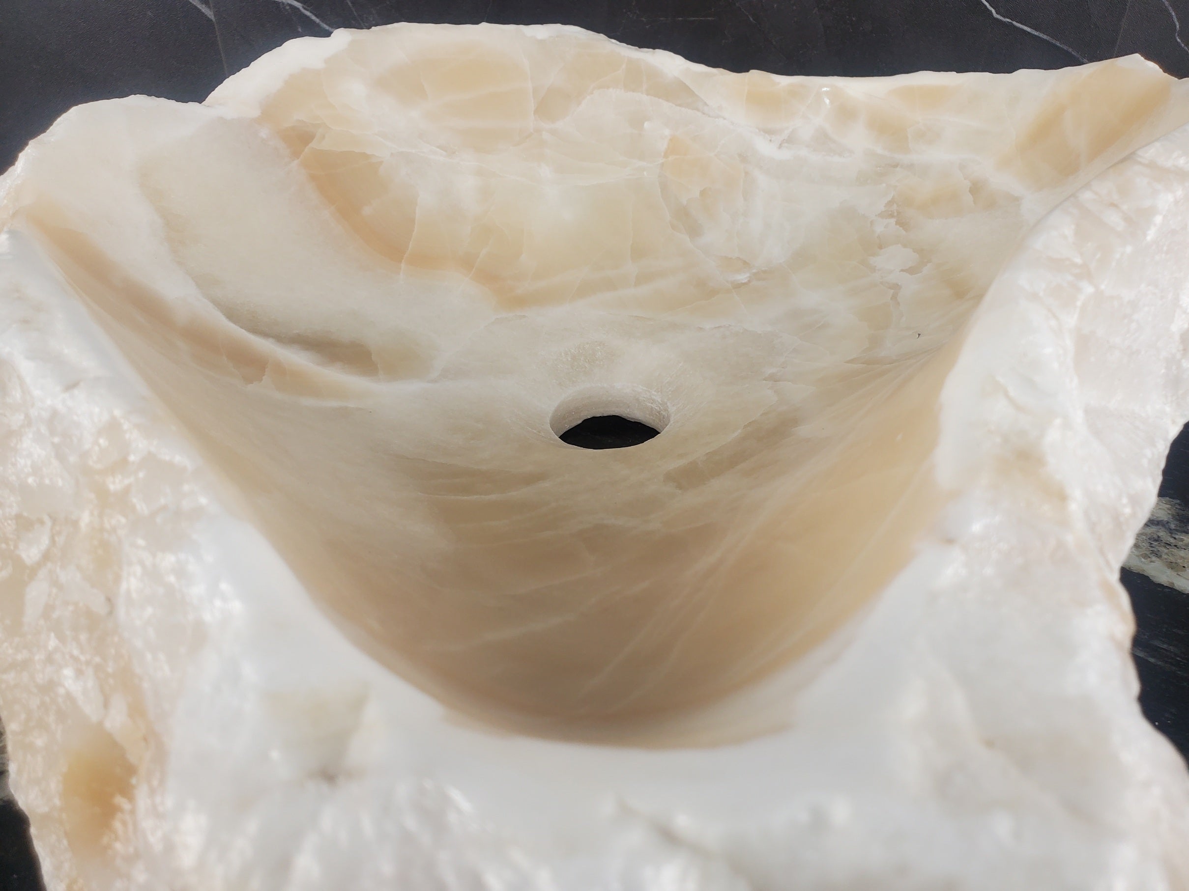 S25_07 White Onyx Stone Vessel Sink