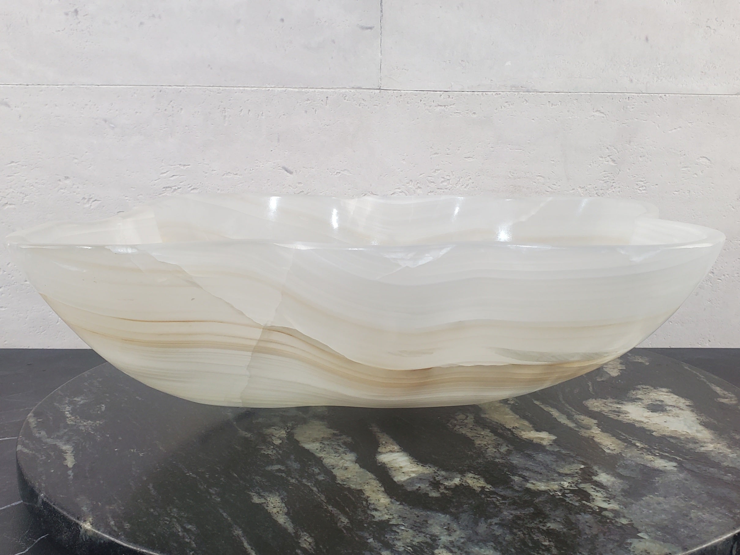 S27_01 White Onyx Stone Bathroom Vessel Sink