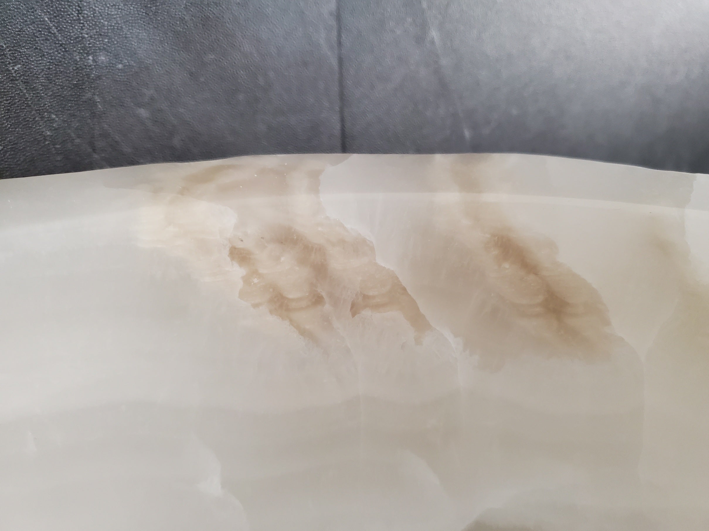 S27_13 Round Onyx Stone Vessel Sink - 15.5 x 15.5 inch