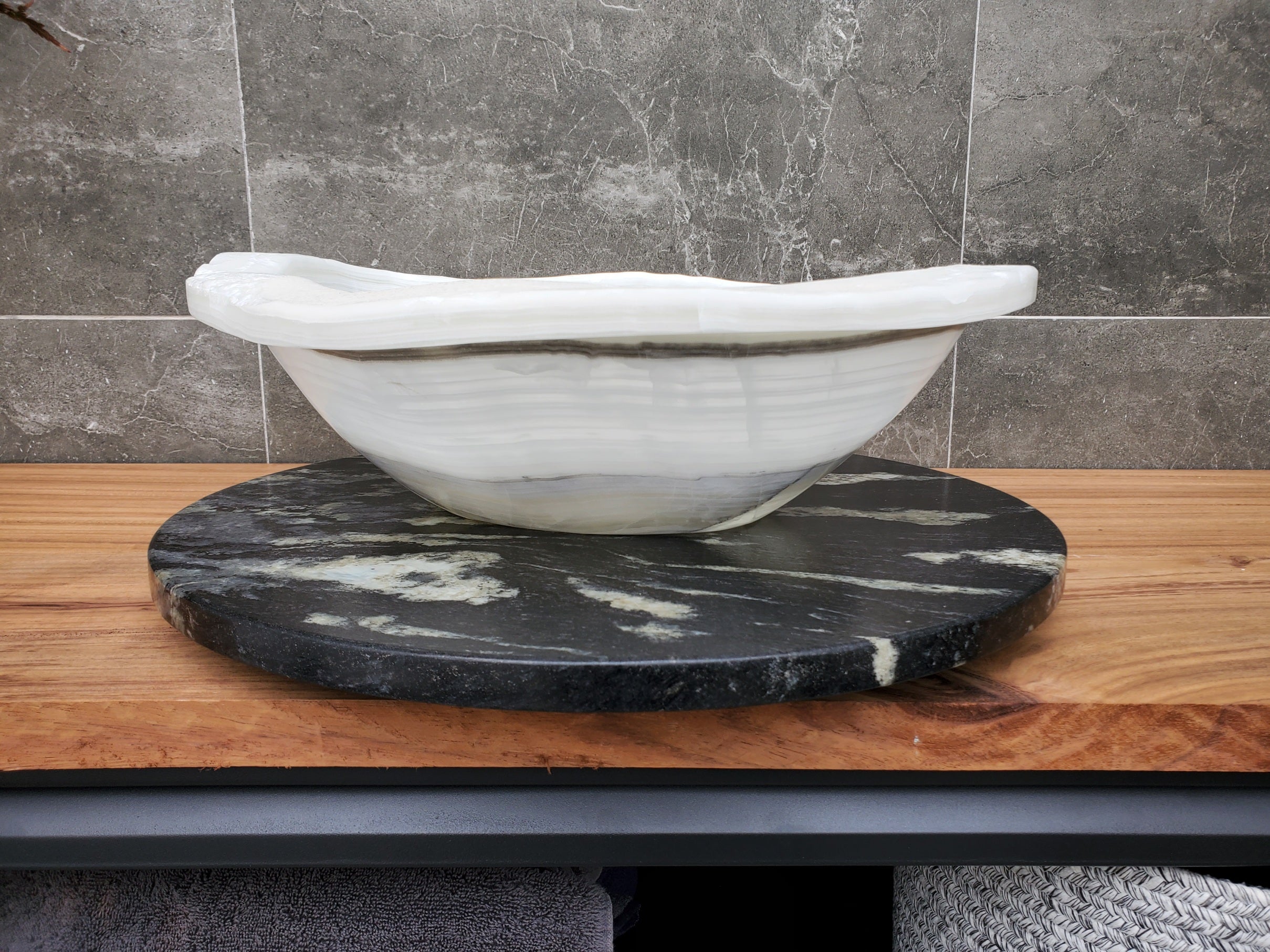 S30_09 Onyx Stone Vessel Bathroom Sink