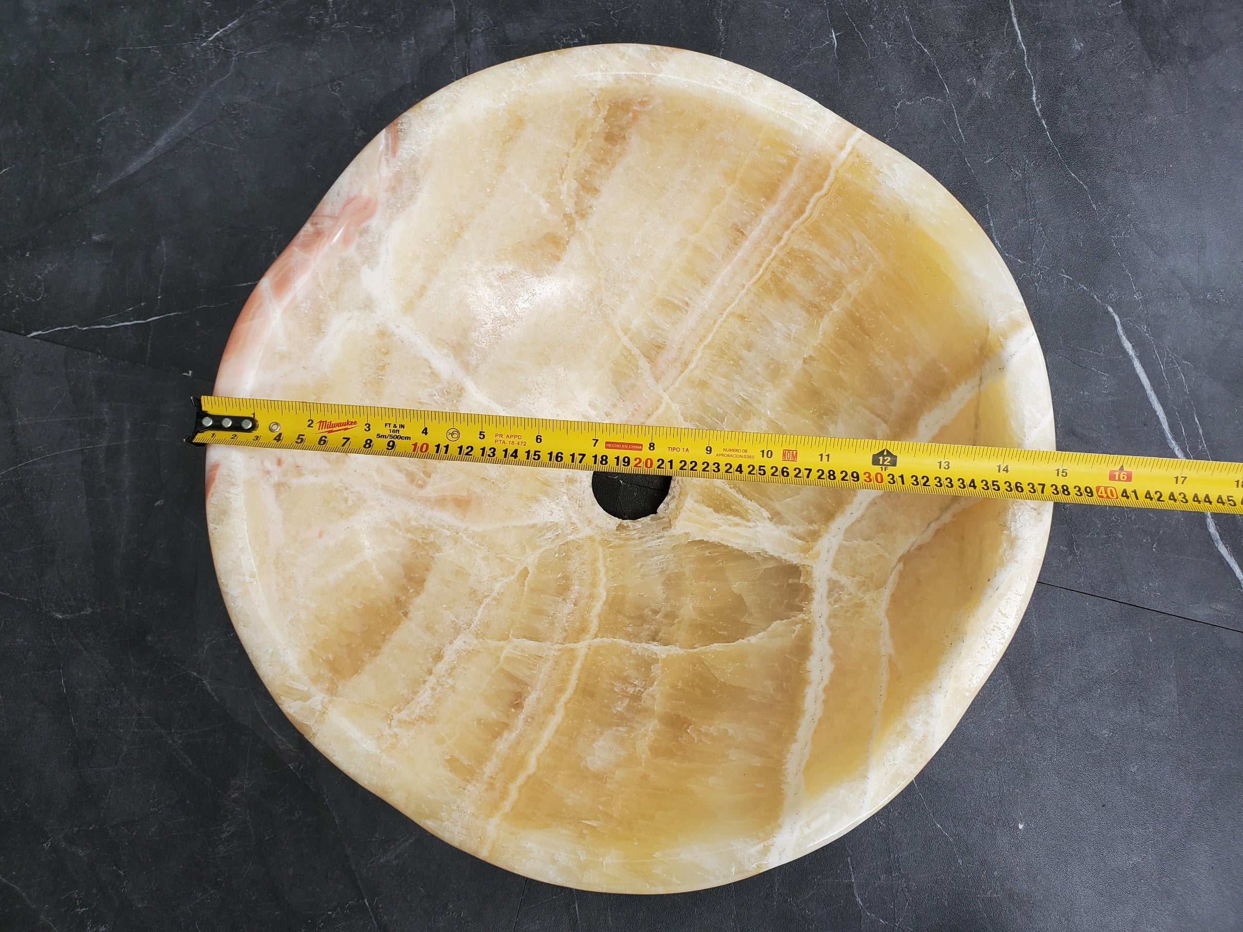 S29_12 Onyx Stone Vessel Bathroom Sink - Round