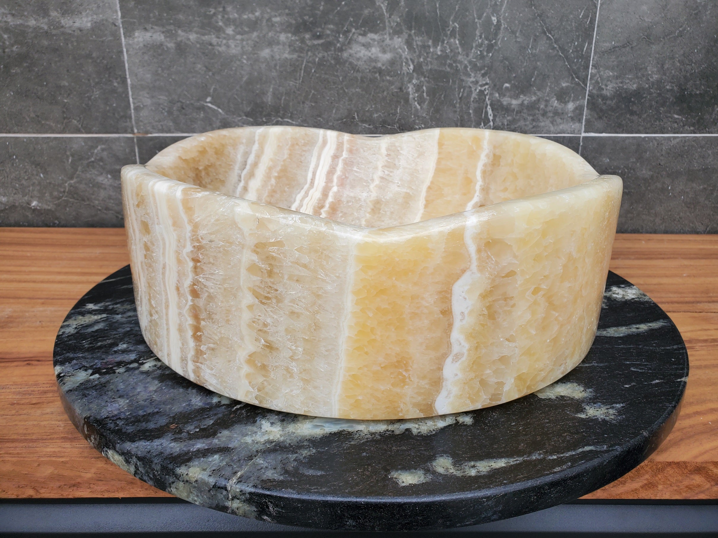 S29_11 Onyx Stone Vessel Bathroom Sink - Round