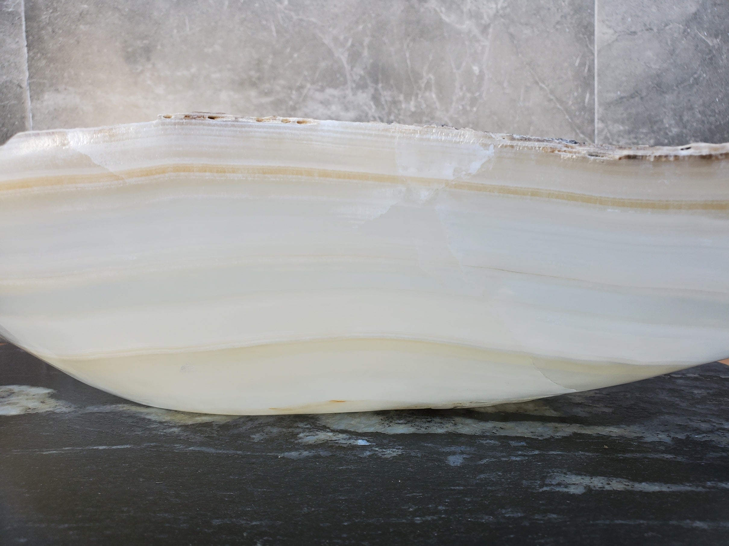 S29_09 Onyx Stone Vessel Bathroom Sink - 22 x 14.5 inch