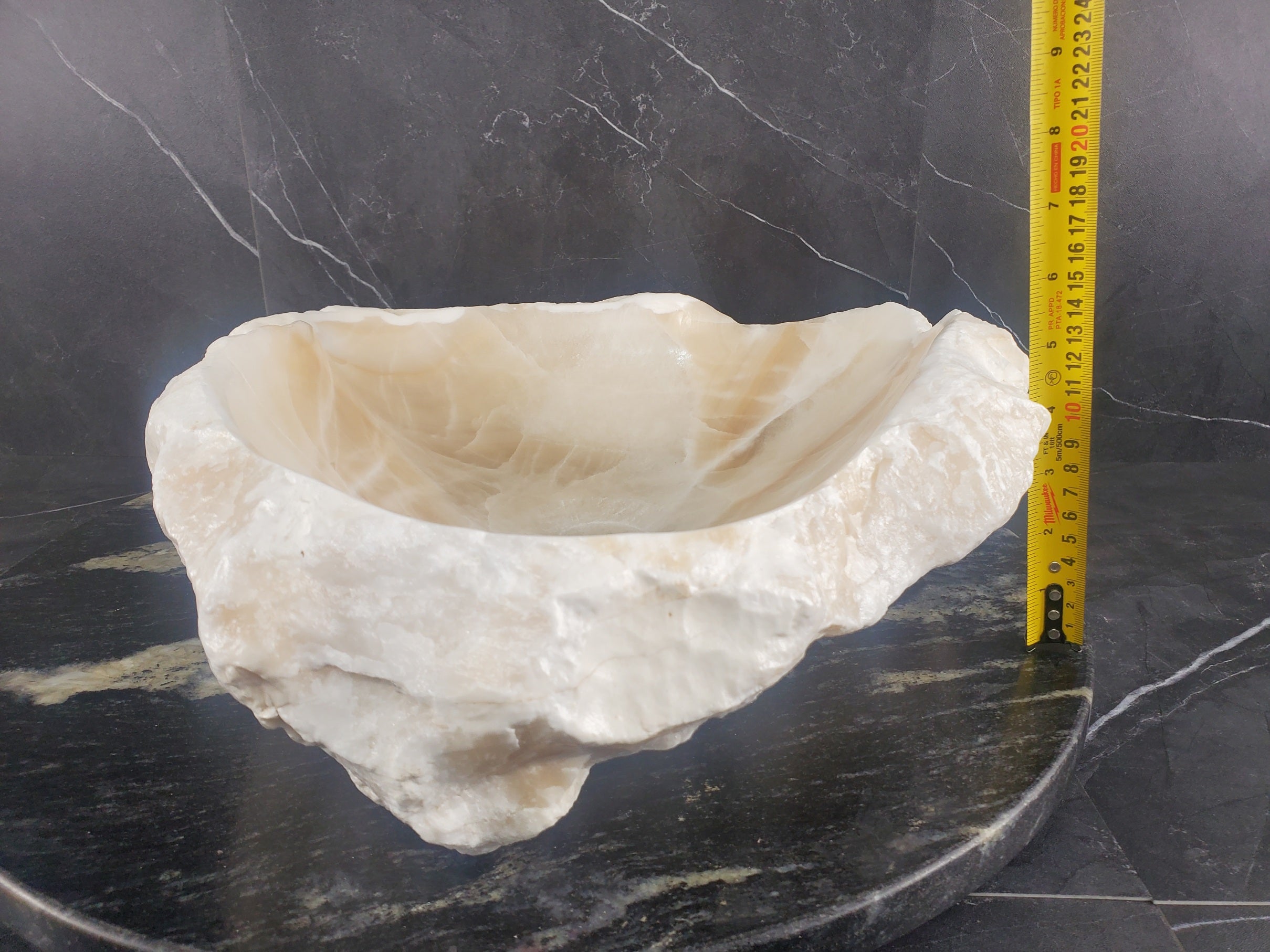 S25_07 White Onyx Stone Vessel Sink