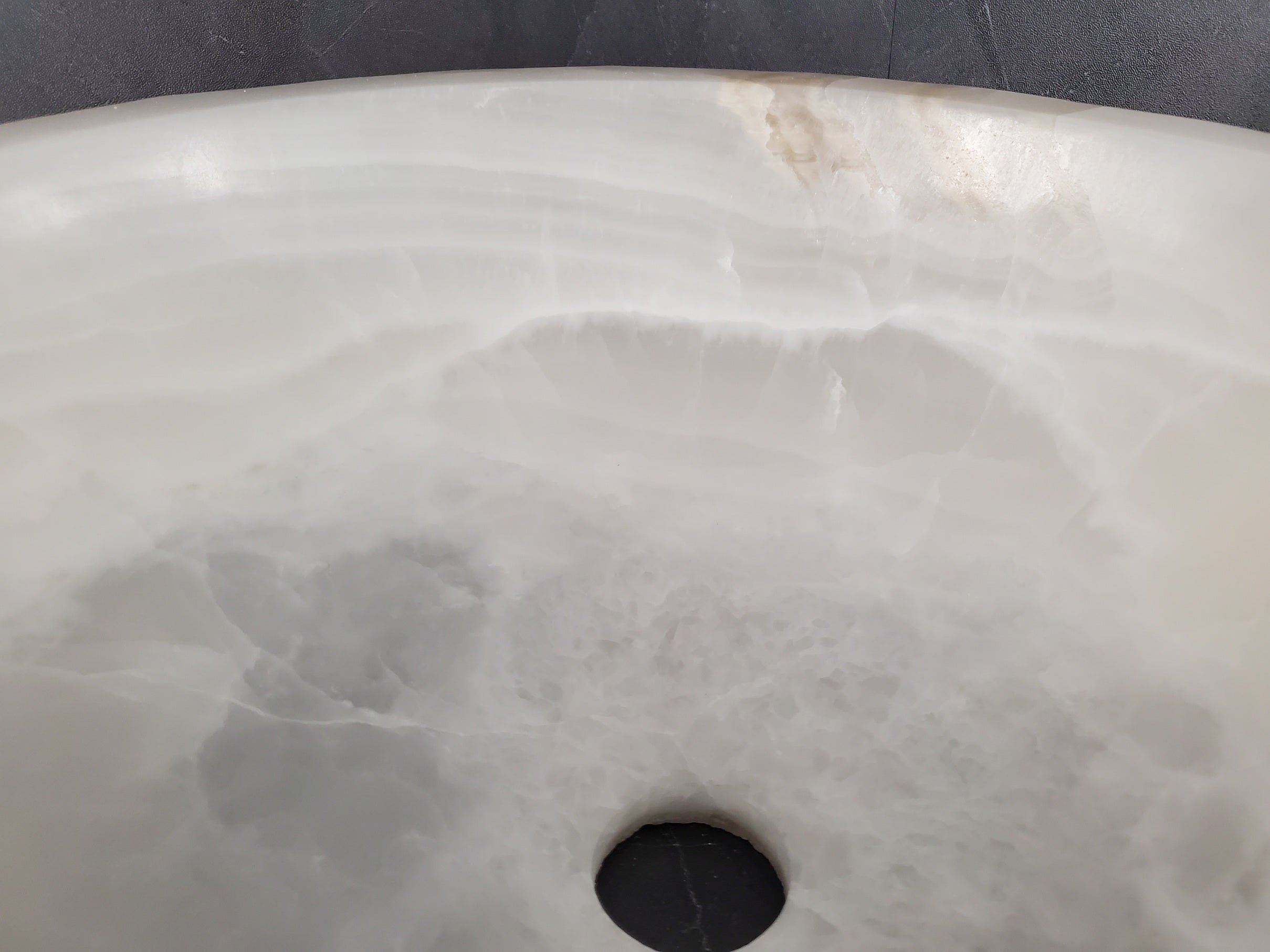 S27_13 Round Onyx Stone Vessel Sink - 15.5 x 15.5 inch