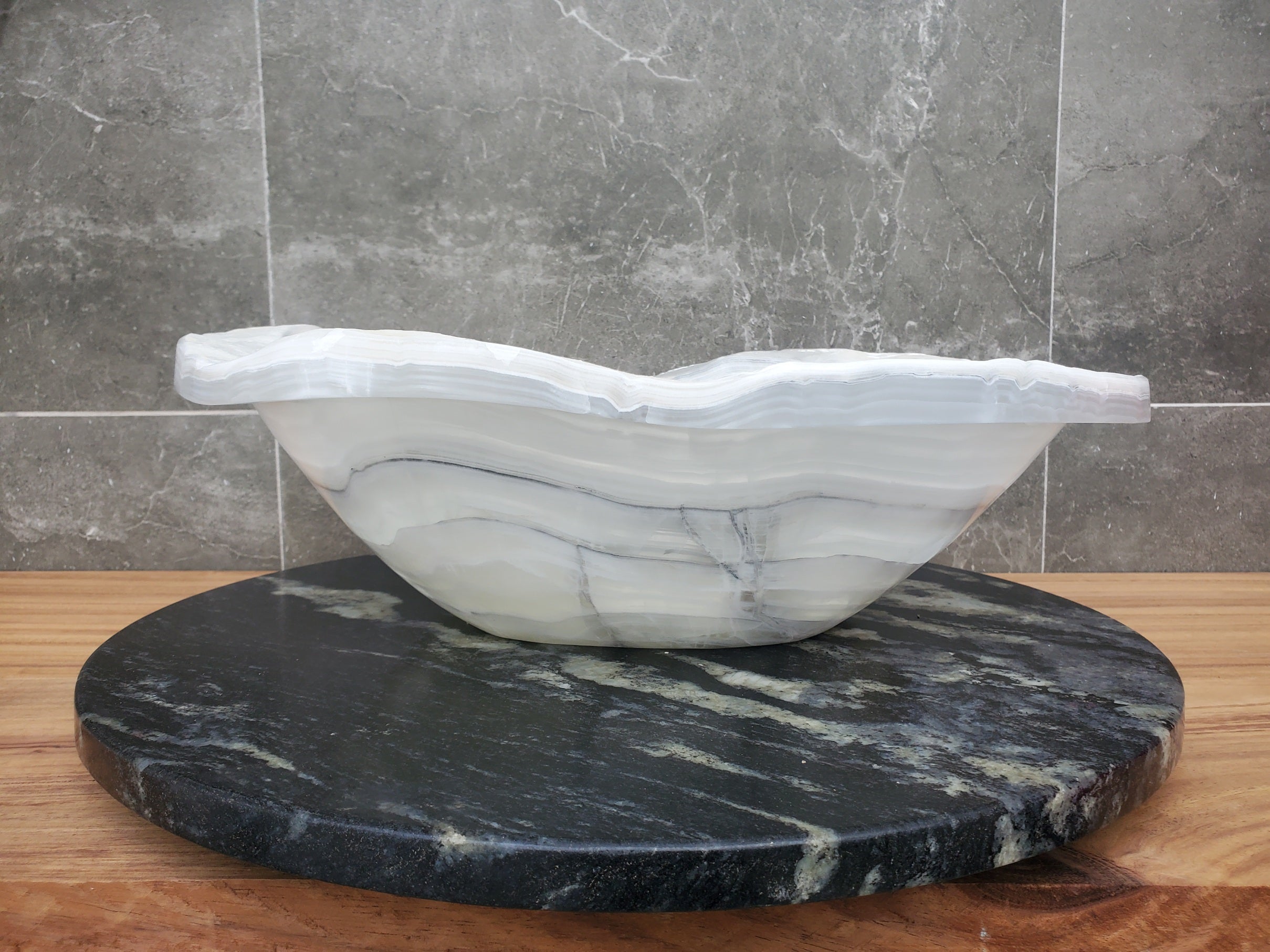 S30_05 Onyx Stone Vessel Bathroom Sink - 18 x 14.5 inch