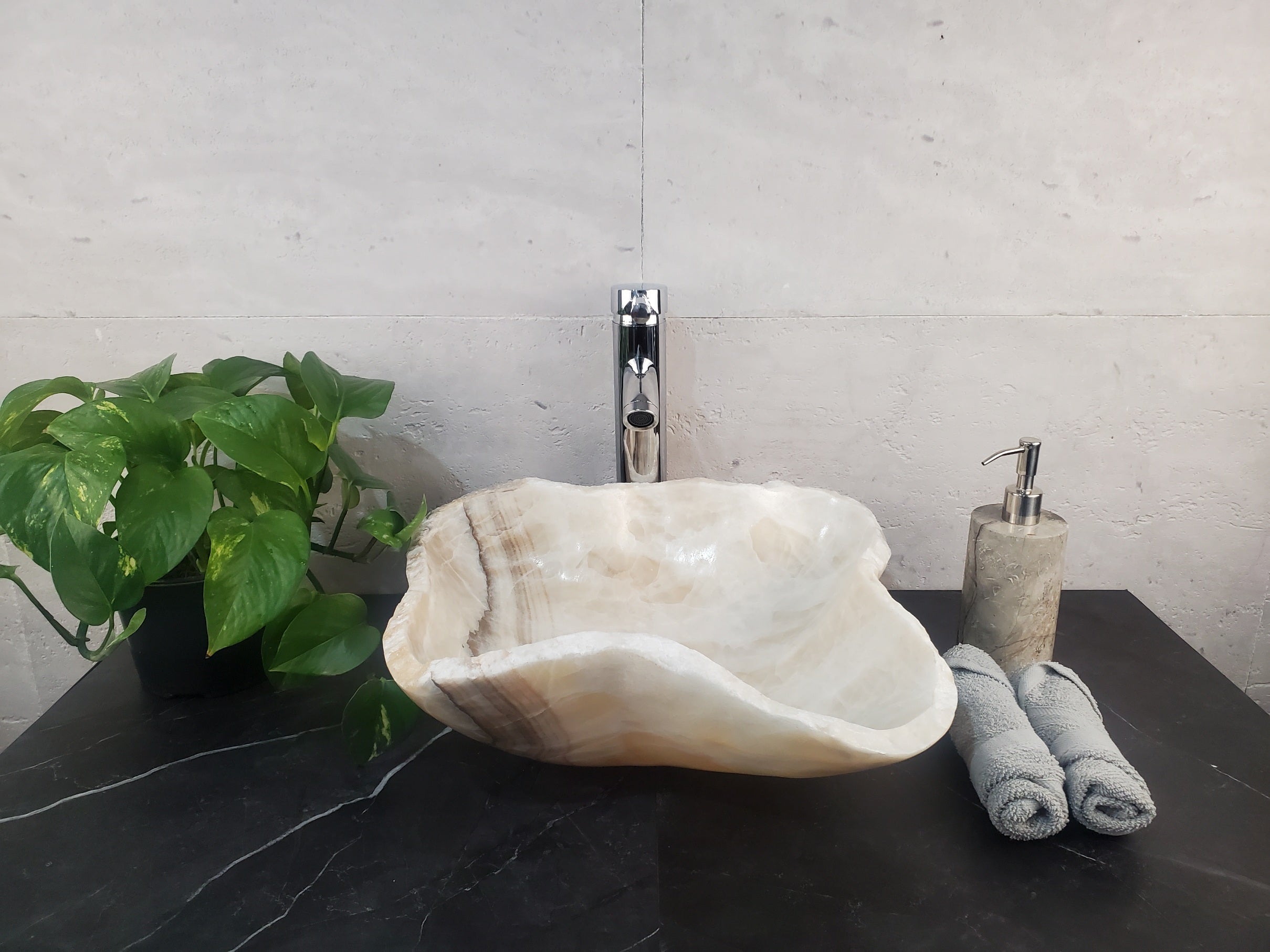 S27_05 Onyx Stone Bathroom Vessel Sink
