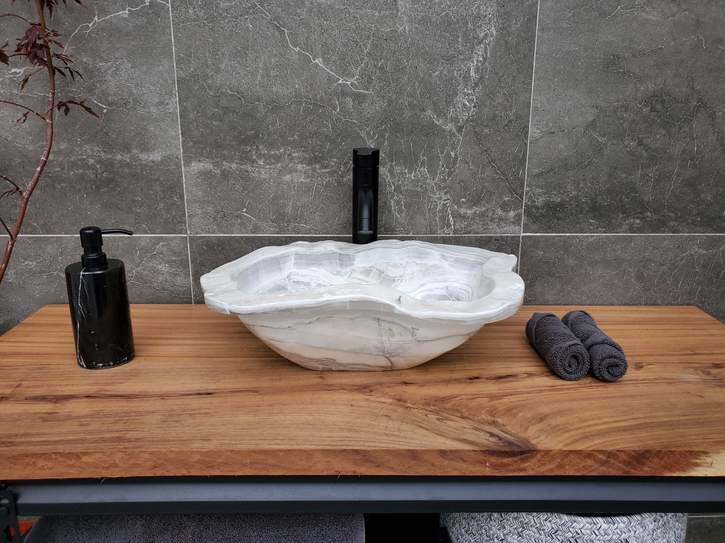 S30_12 Onyx Stone Vessel Bathroom Sink