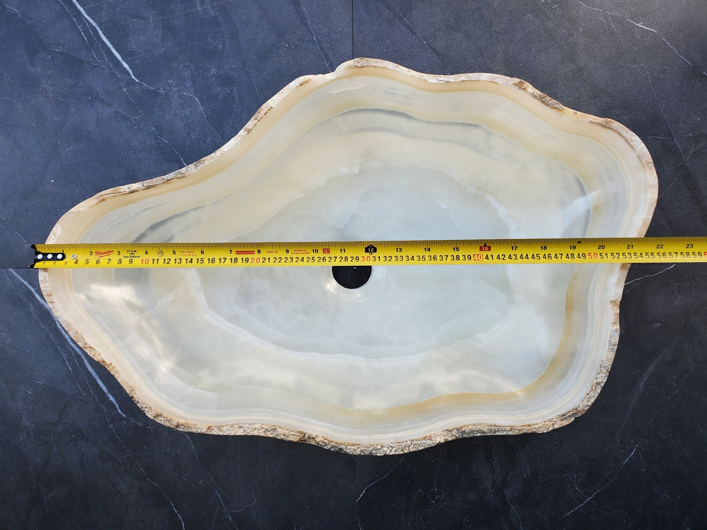 S29_09 Onyx Stone Vessel Bathroom Sink - 22 x 14.5 inch