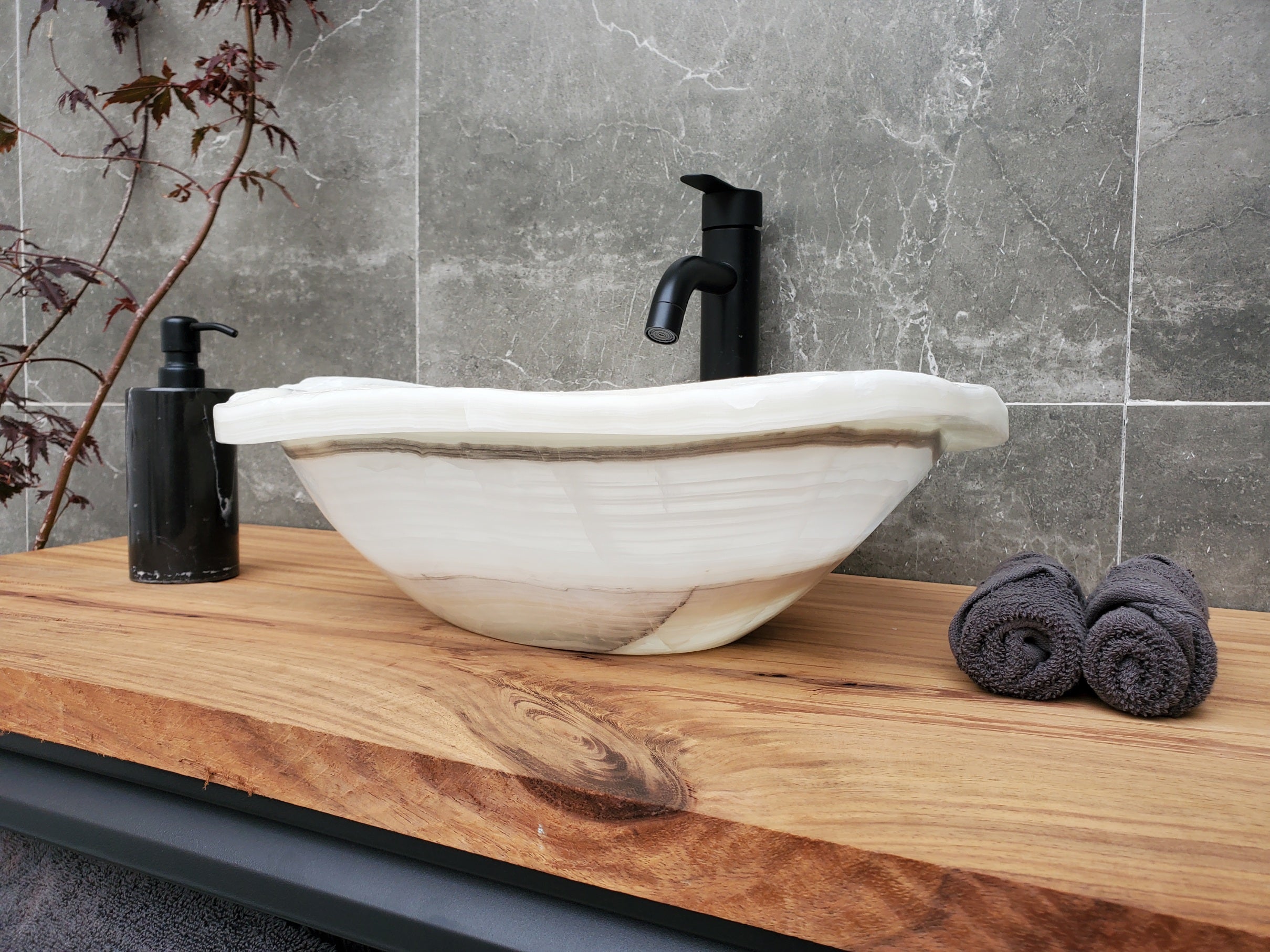 S30_09 Onyx Stone Vessel Bathroom Sink