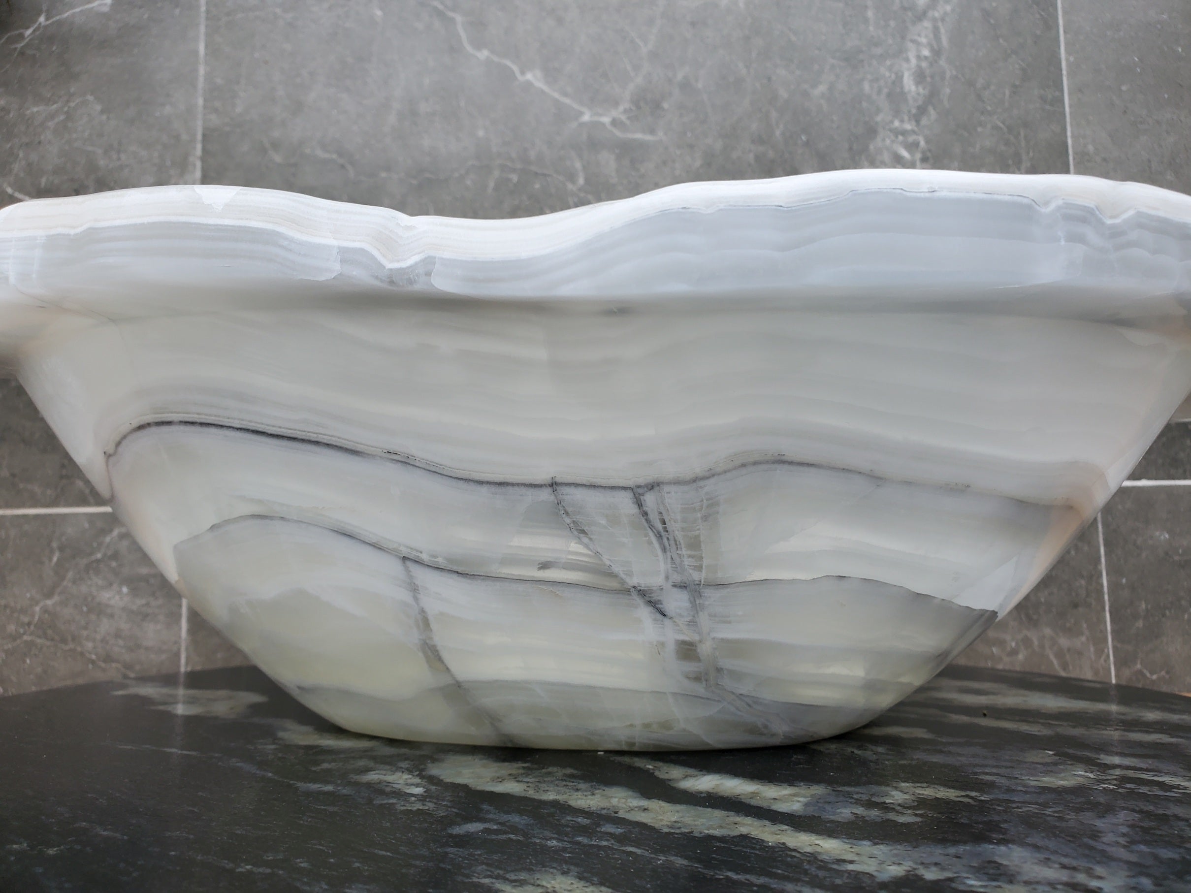 S30_05 Onyx Stone Vessel Bathroom Sink - 18 x 14.5 inch